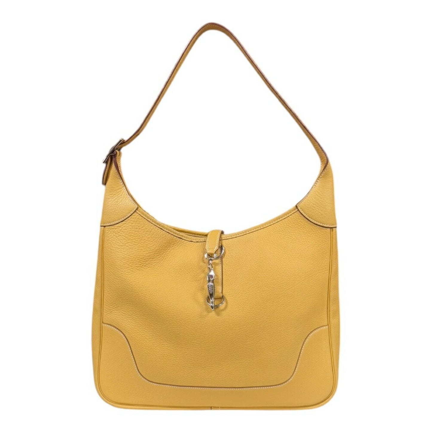 Hermes Trim Taurillon Clemence Shoulder Bag Leather Yellow