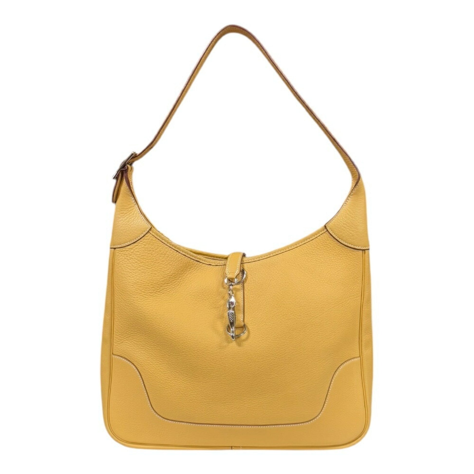 Hermes Trim Taurillon Clemence Shoulder Bag Leather Yellow