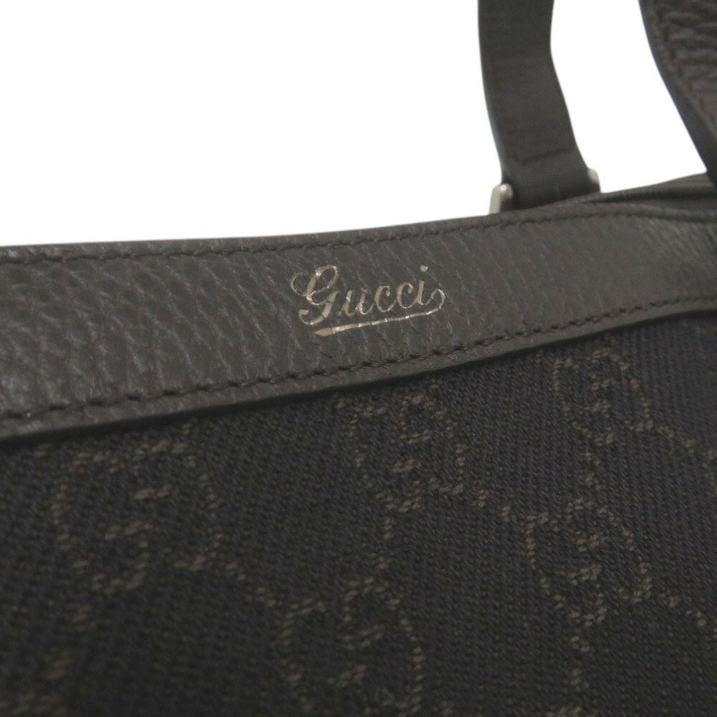 Gucci Dark Brown Canvas Leather Tote Bag
