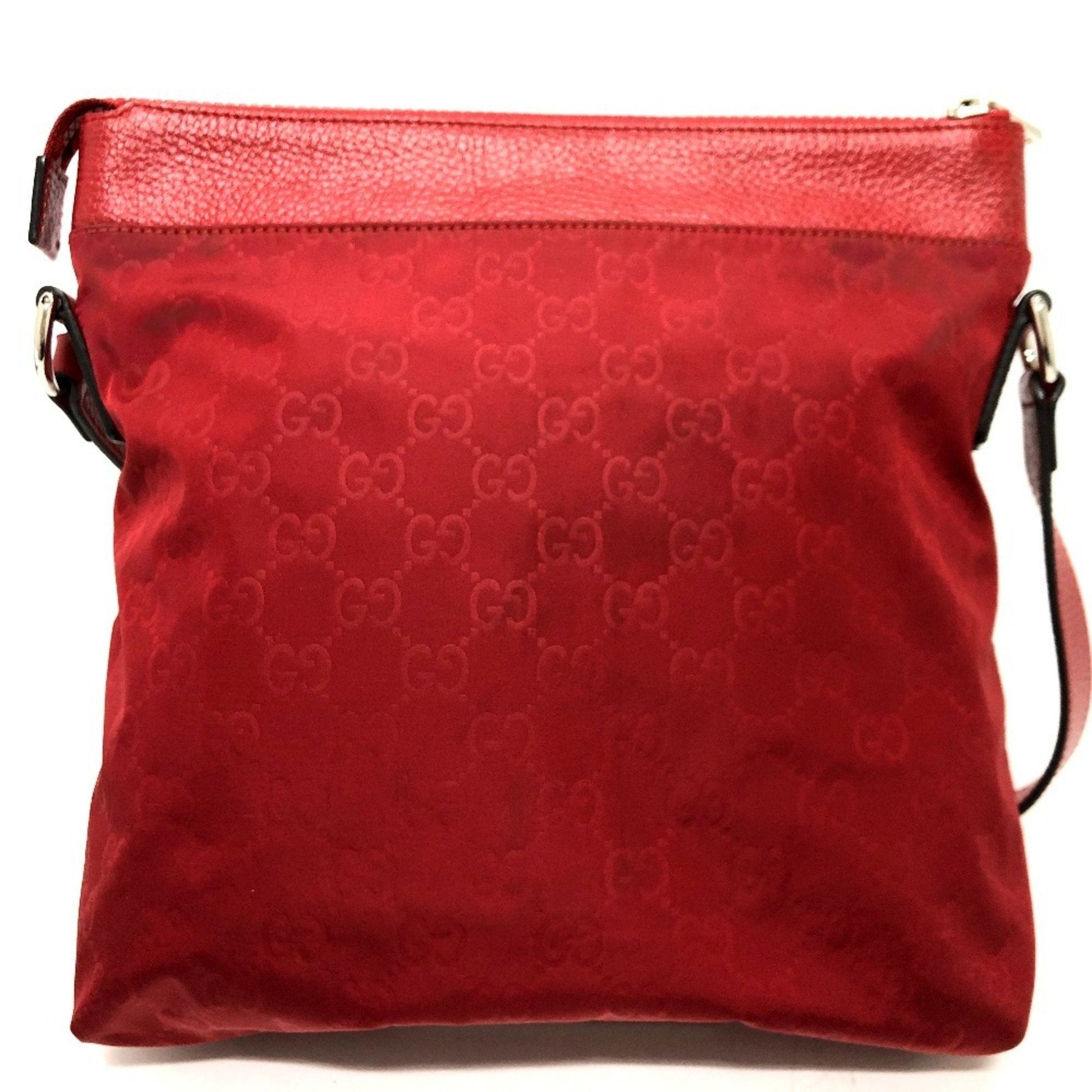 Gucci Red Color Nylon Leather Shoulder Bag