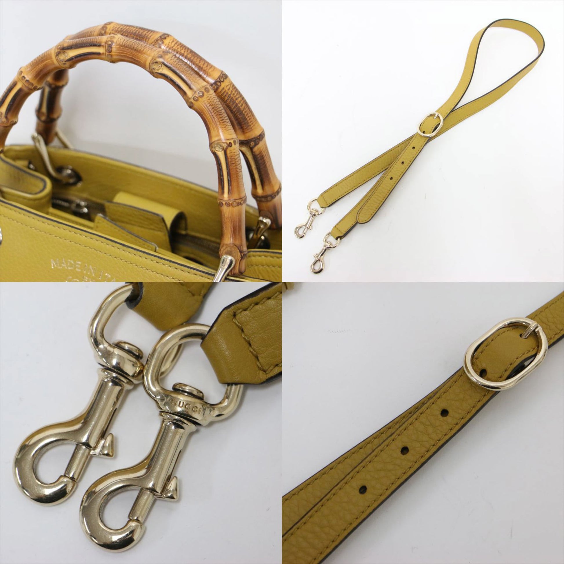 Gucci Mustard Leather Canvas Handbag Shoulder Bag