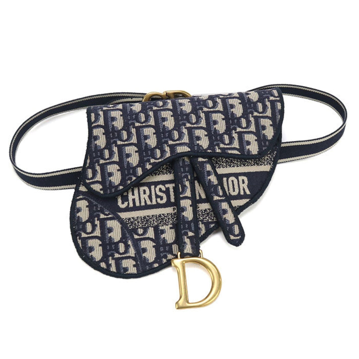 Dior Handbag Christian Jacquard Fanny Pack Blue Navy Belt