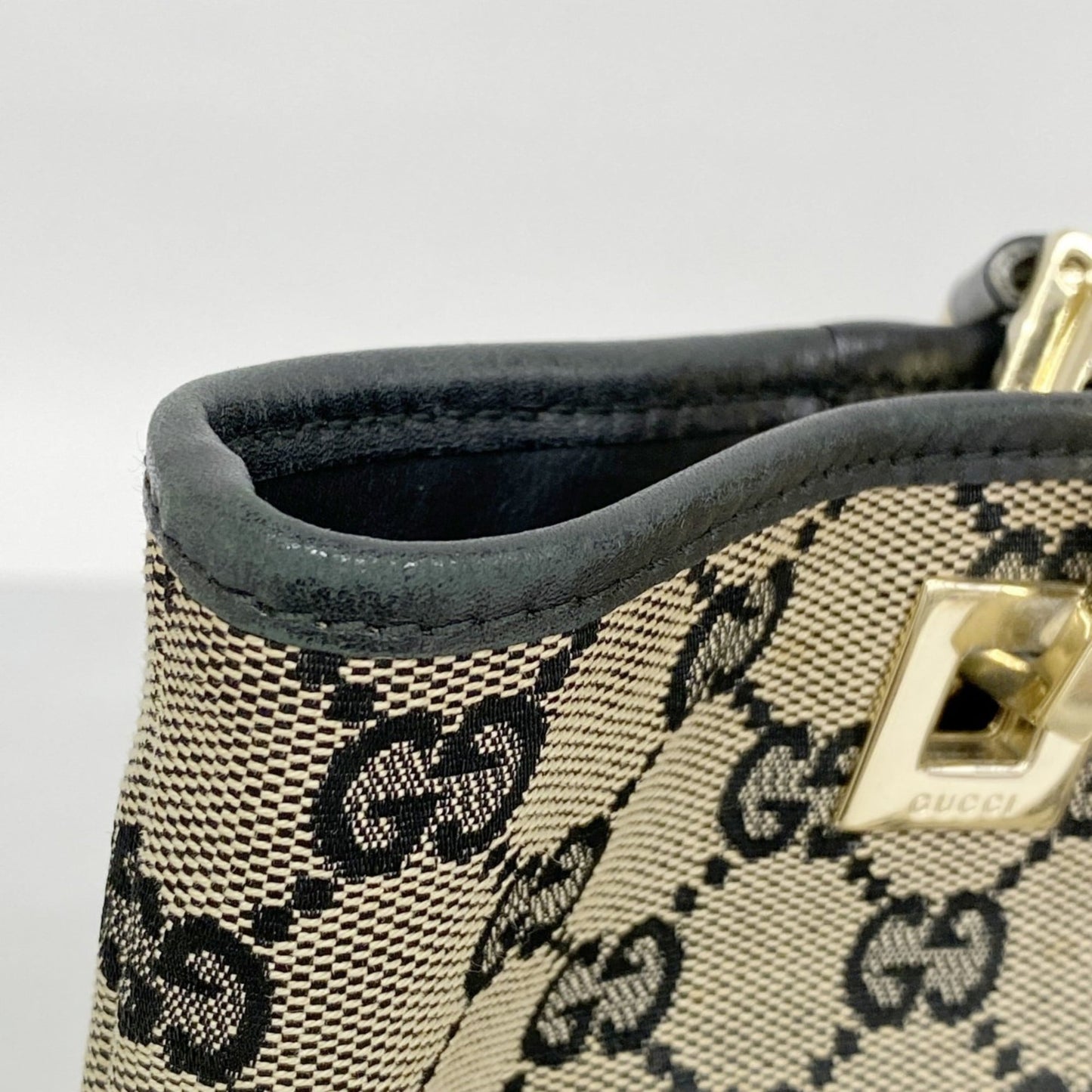 Gucci Black Brown Canvas Tote Bag
