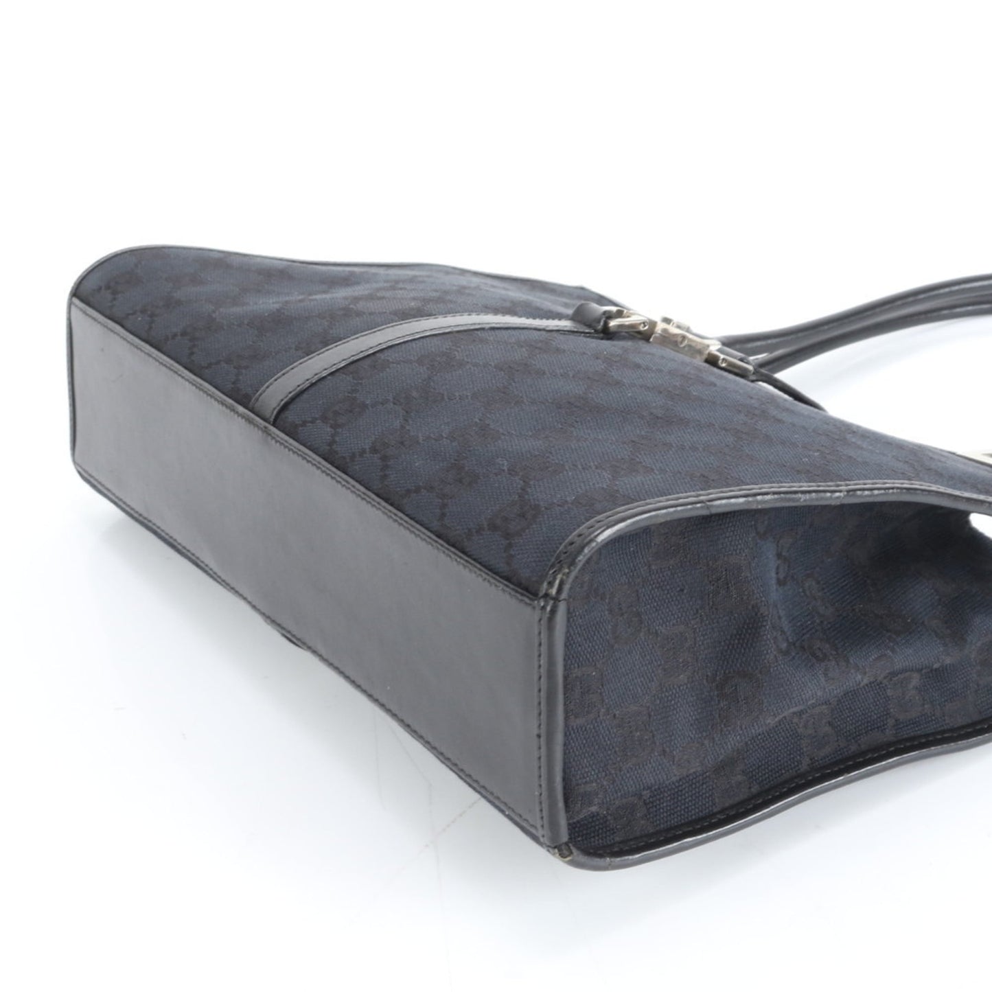Gucci Black Leather Canvas Tote Bag