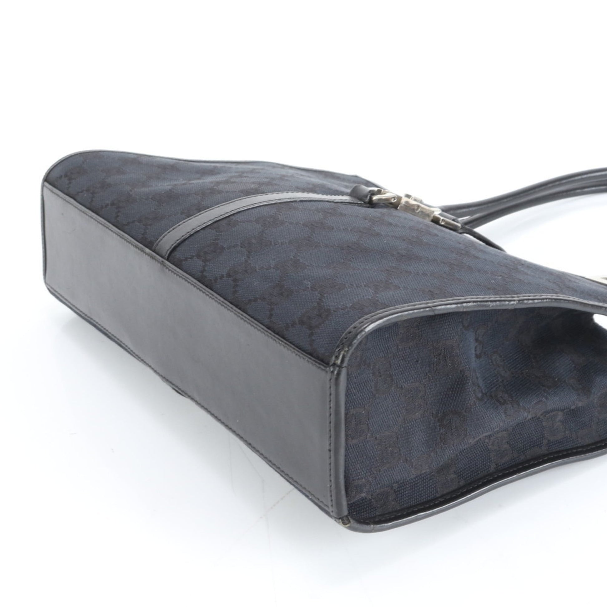 Gucci Black Leather Canvas Tote Bag