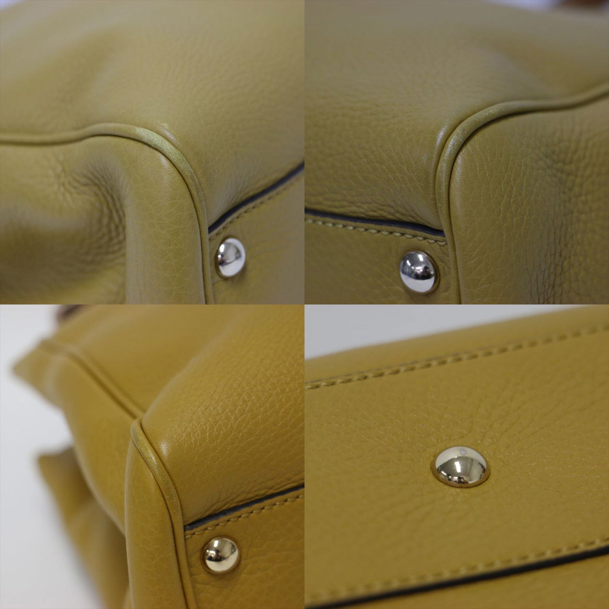 Gucci Mustard Leather Canvas Handbag Shoulder Bag