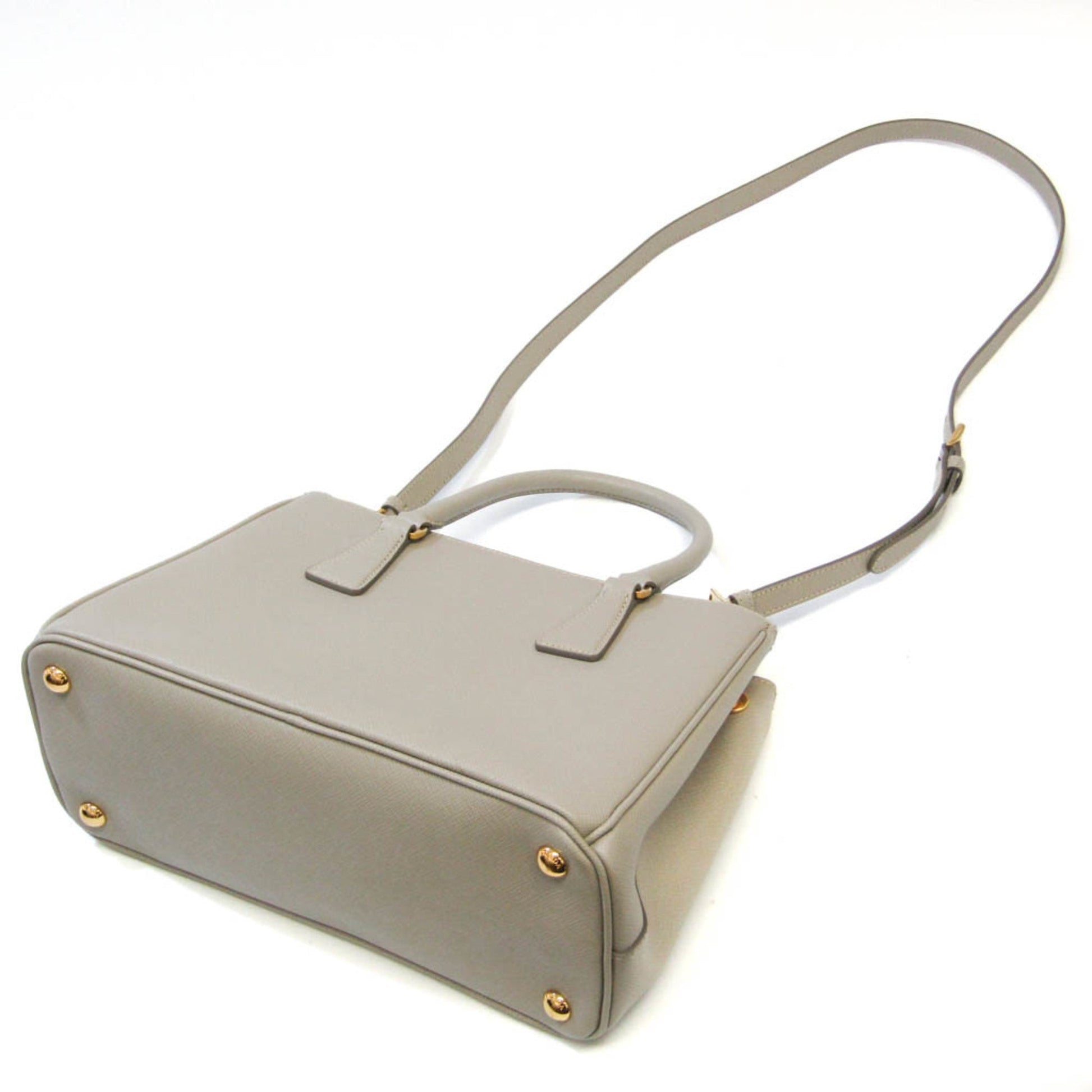 Prada Galleria Women Lux Handbag Shoulder Bag Light Saffiano Gray Medium