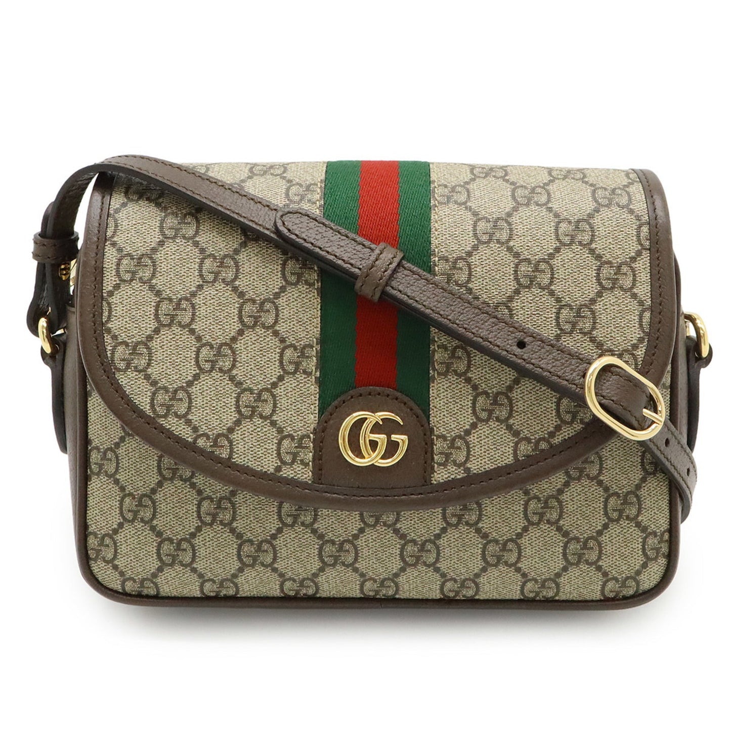 Gucci Beige Brown Green Red Color Gg Supreme Leather Shoulder Bag