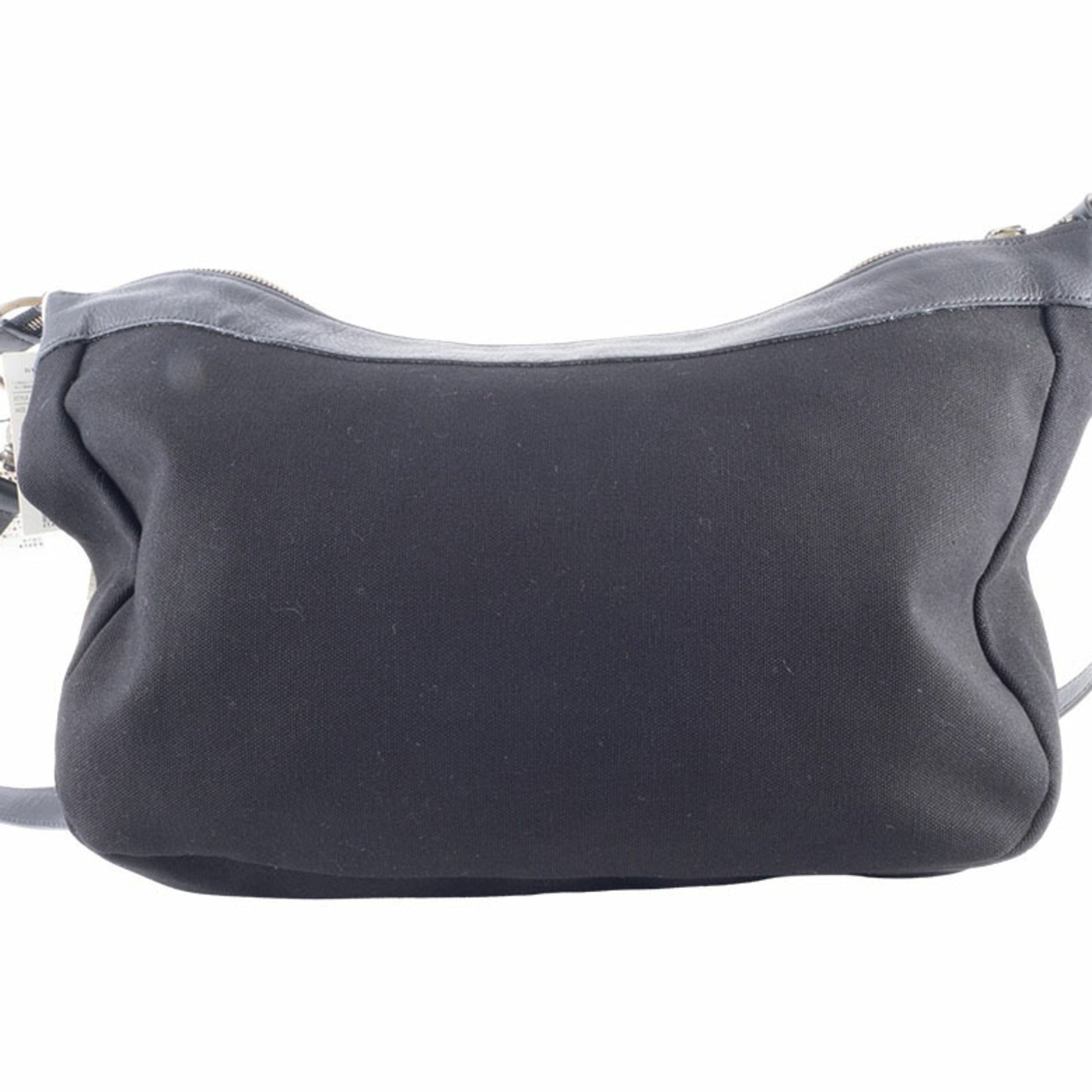 Burberry Shoulder Bag Leather Canvas Black 2