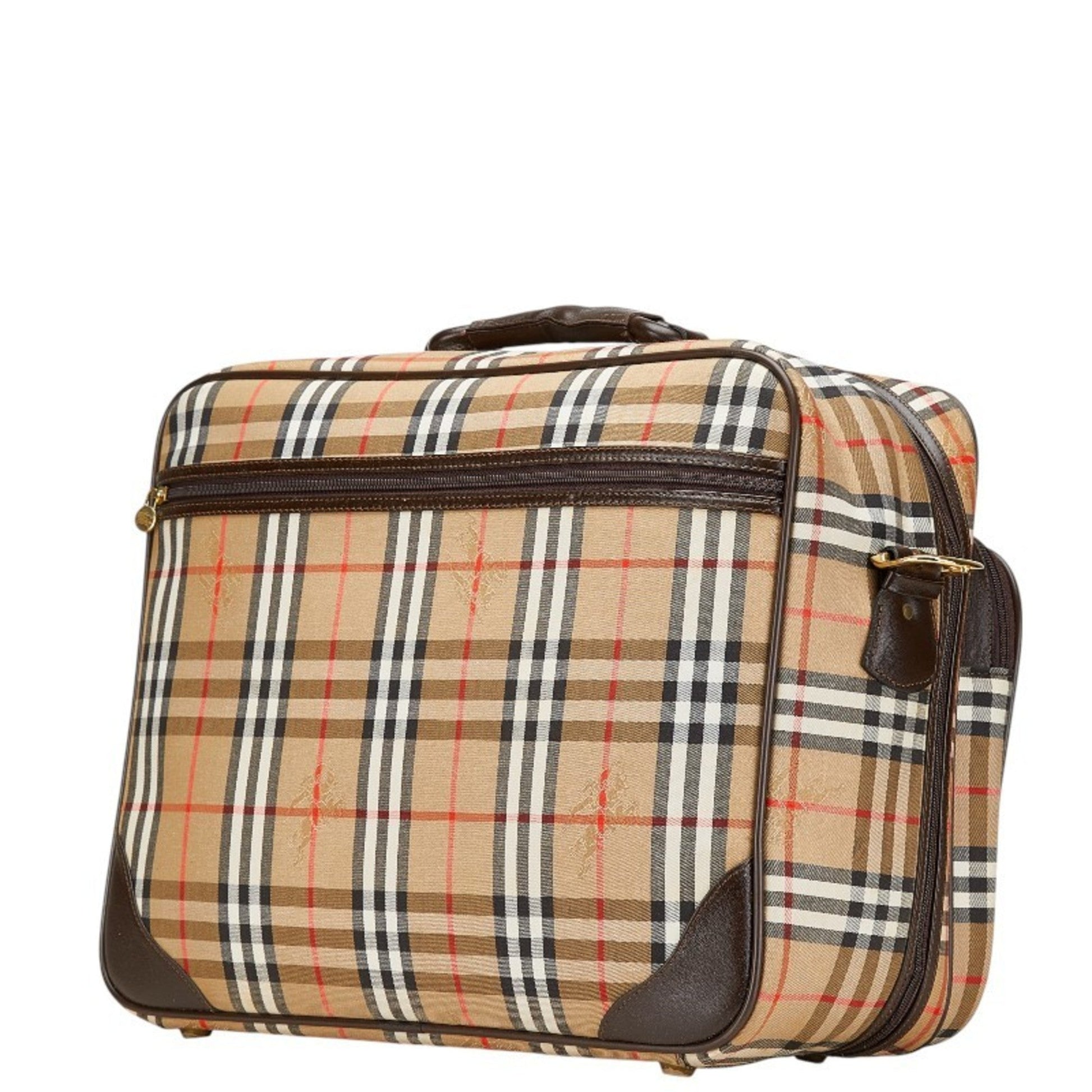 Burberry Boston Bag Shoulder Bag Leather Canvas Brown