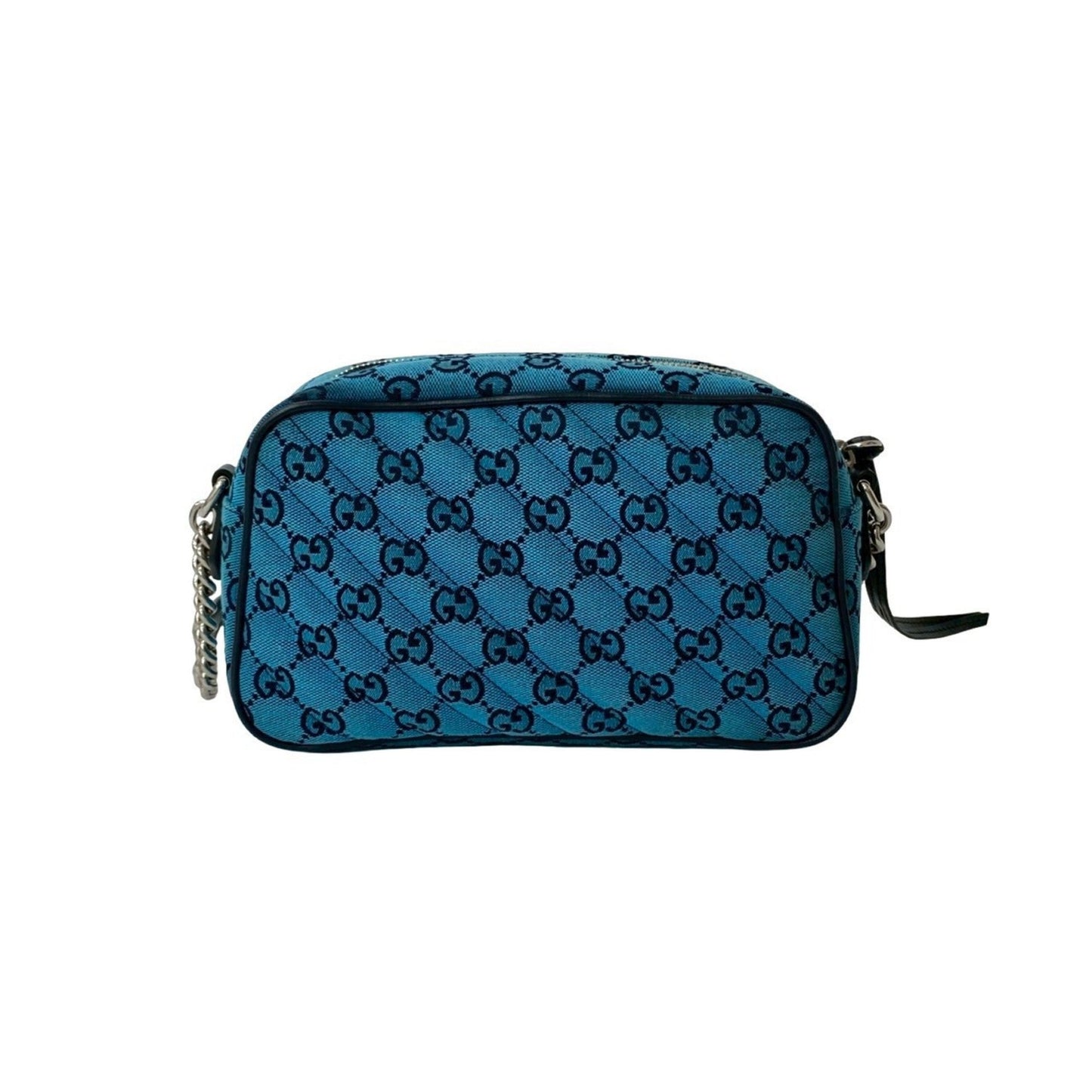 Gucci Blue Navy Canvas Leather Pochette Shoulder Bag