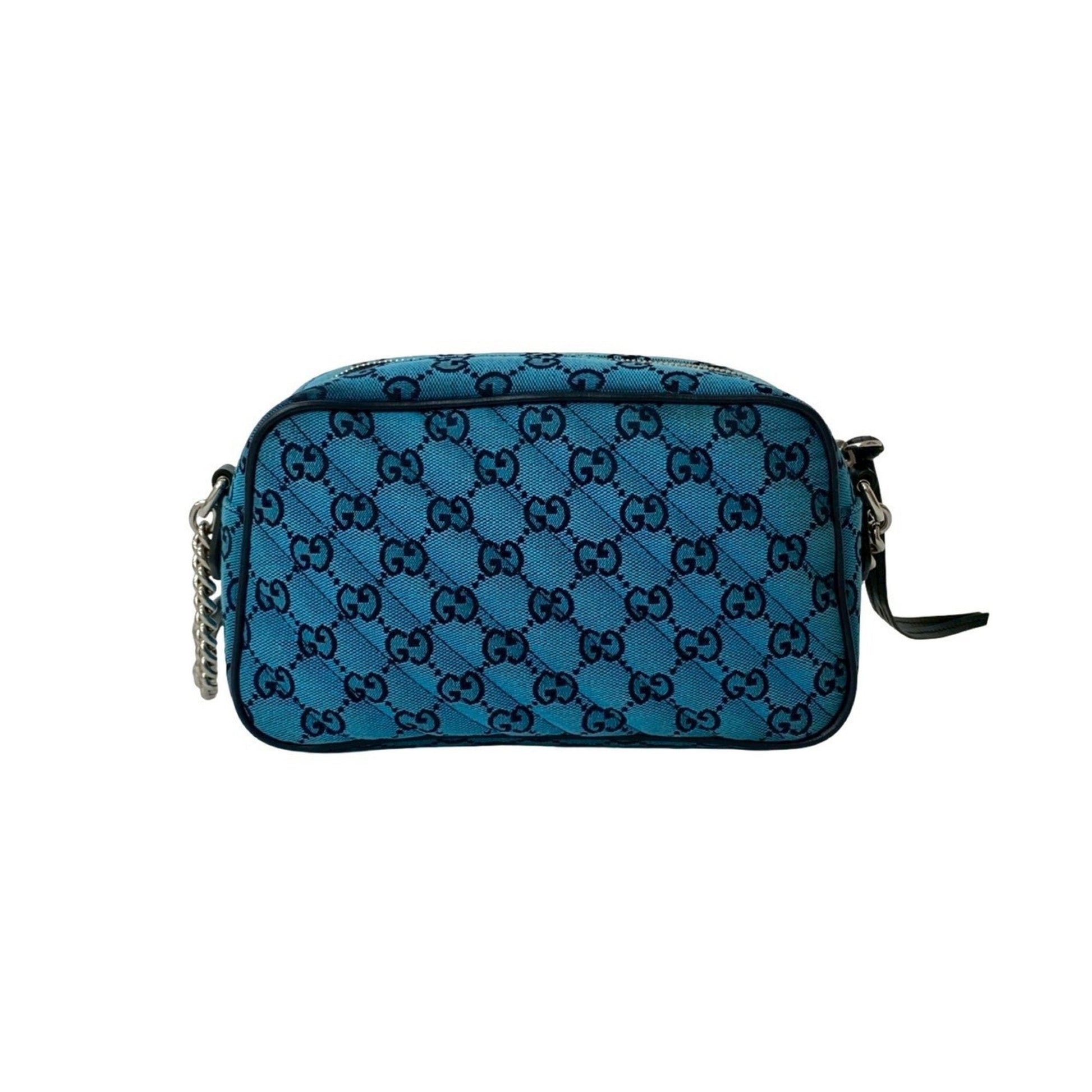 Gucci Blue Navy Canvas Leather Pochette Shoulder Bag