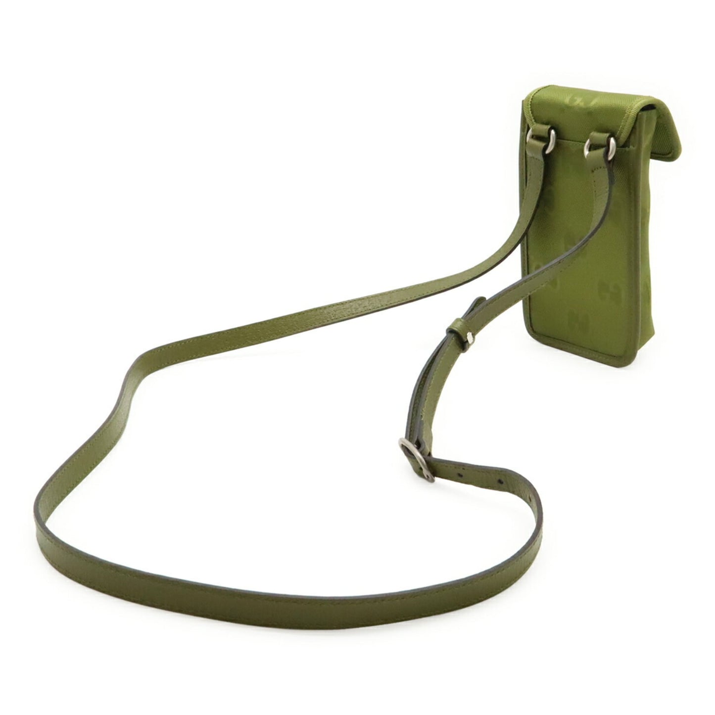 Gucci Green Khaki Nylon Canvas Leather Shoulder Bag