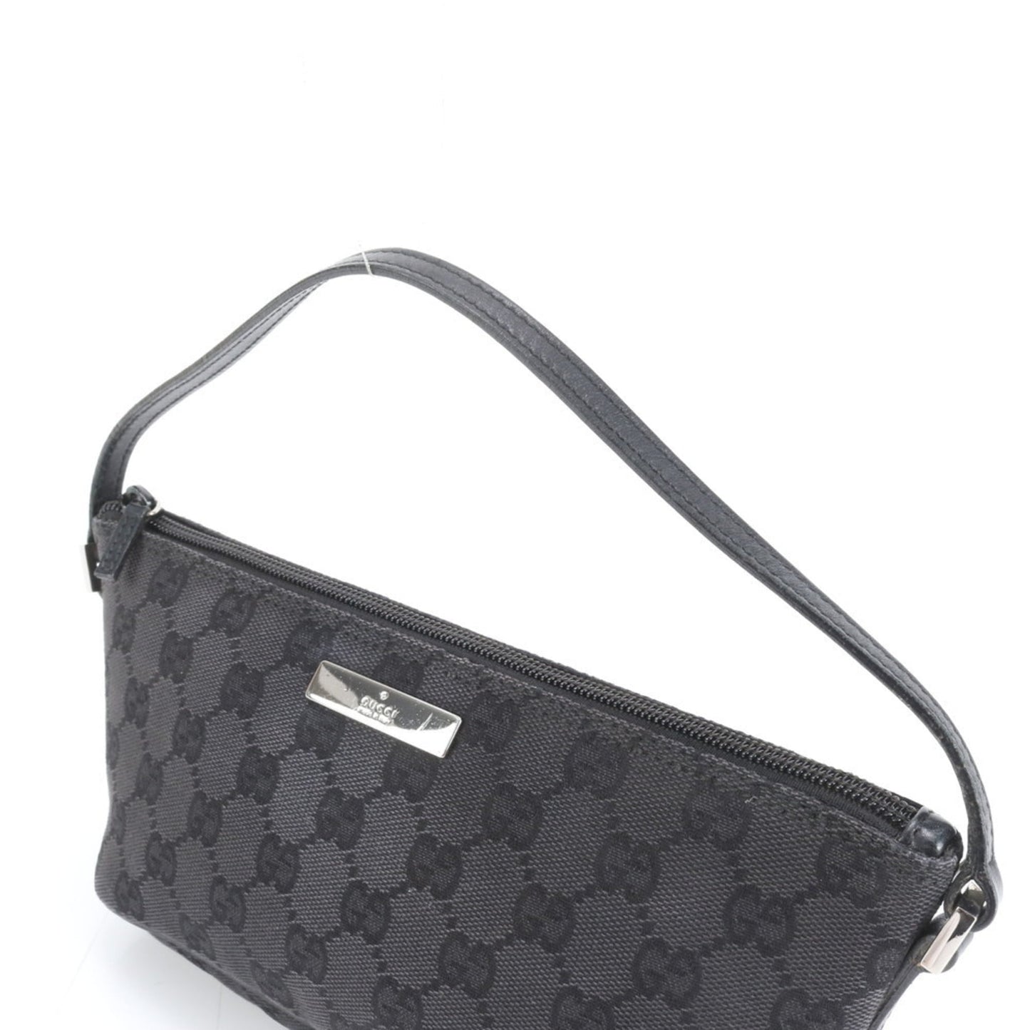 Gucci Black Leather Canvas Pouch Shoulder Bag