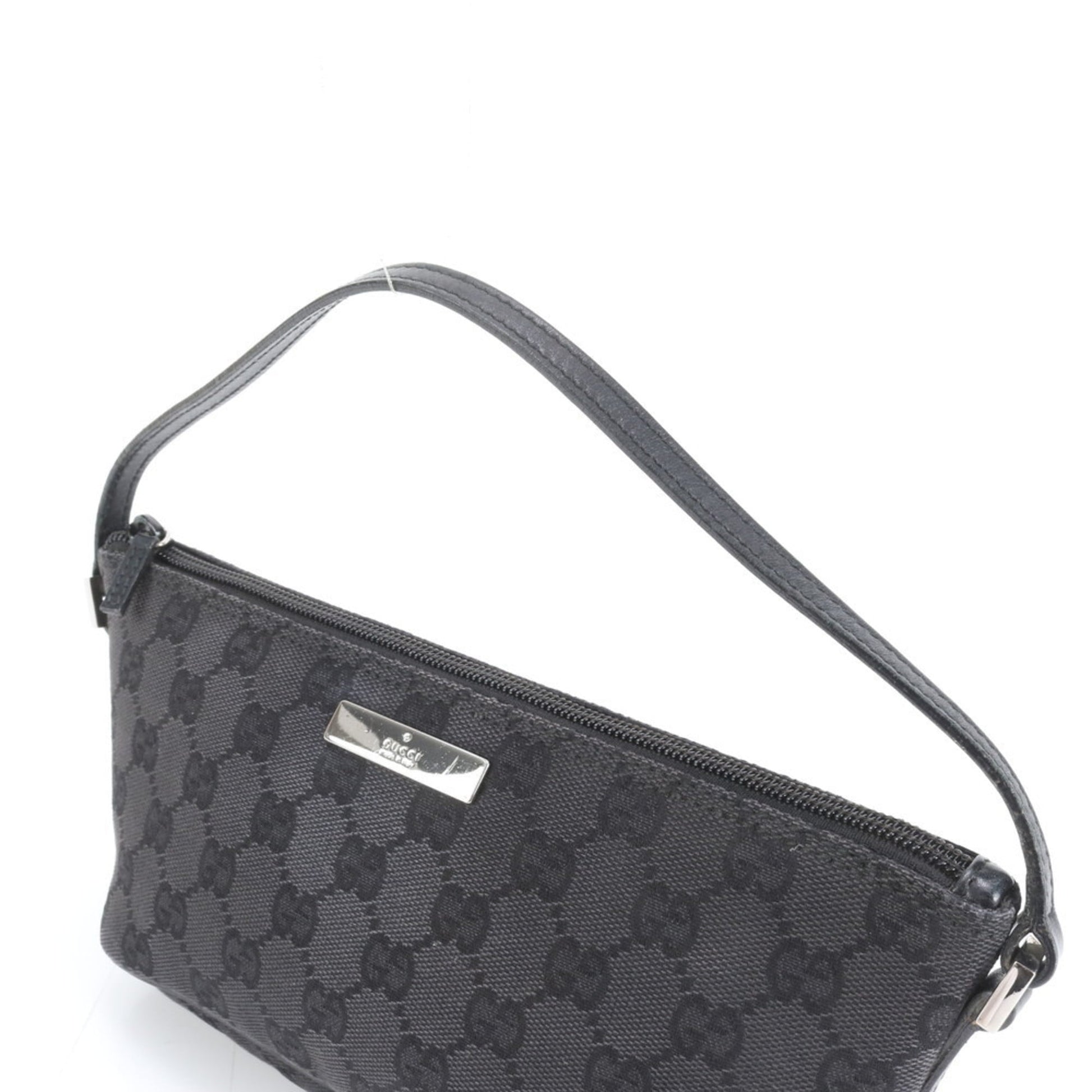 Gucci Black Leather Canvas Pouch Shoulder Bag