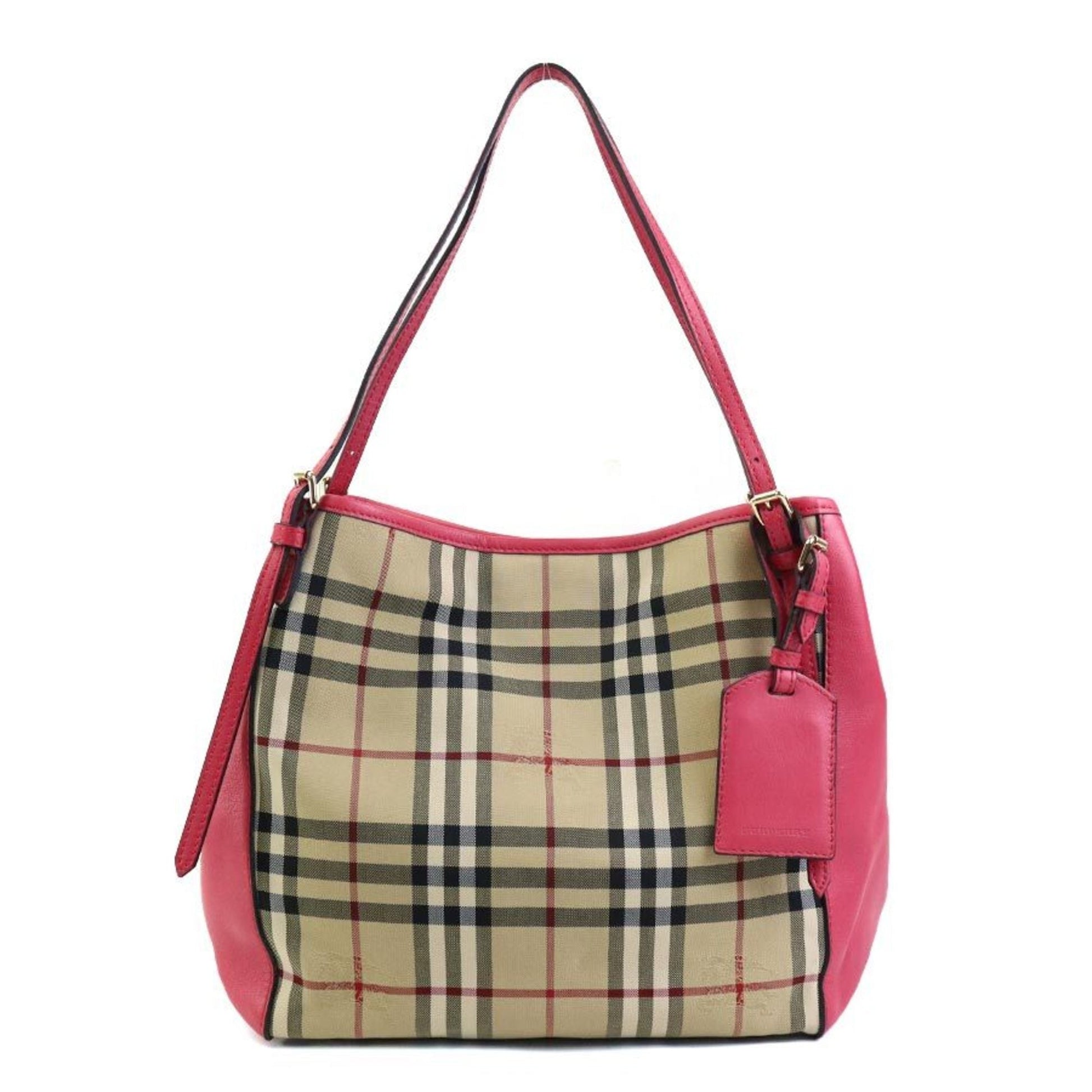 Burberry Shoulder Bag Leather Canvas Nylon