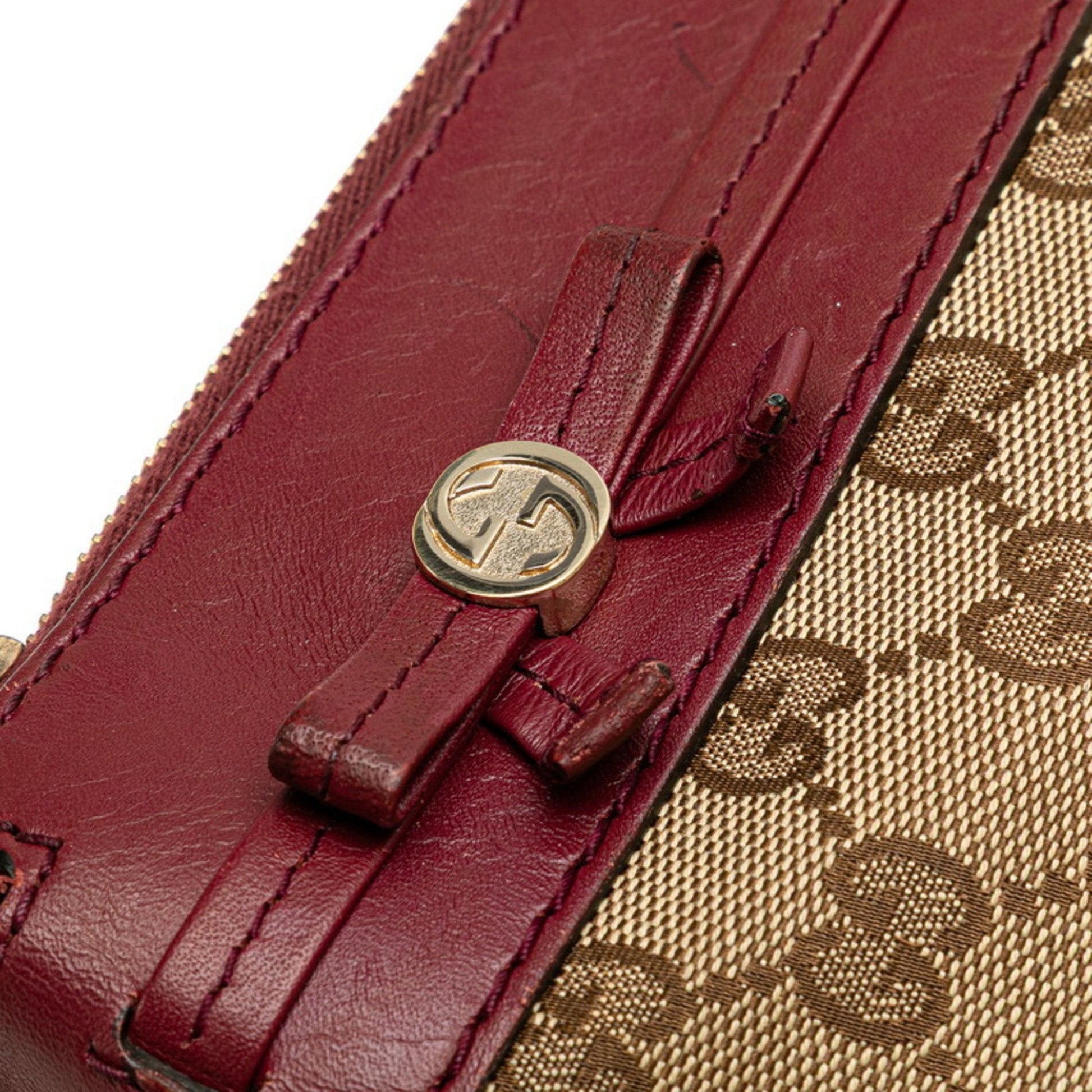 Gucci Beige Wine Canvas Leather Shoulder Bag