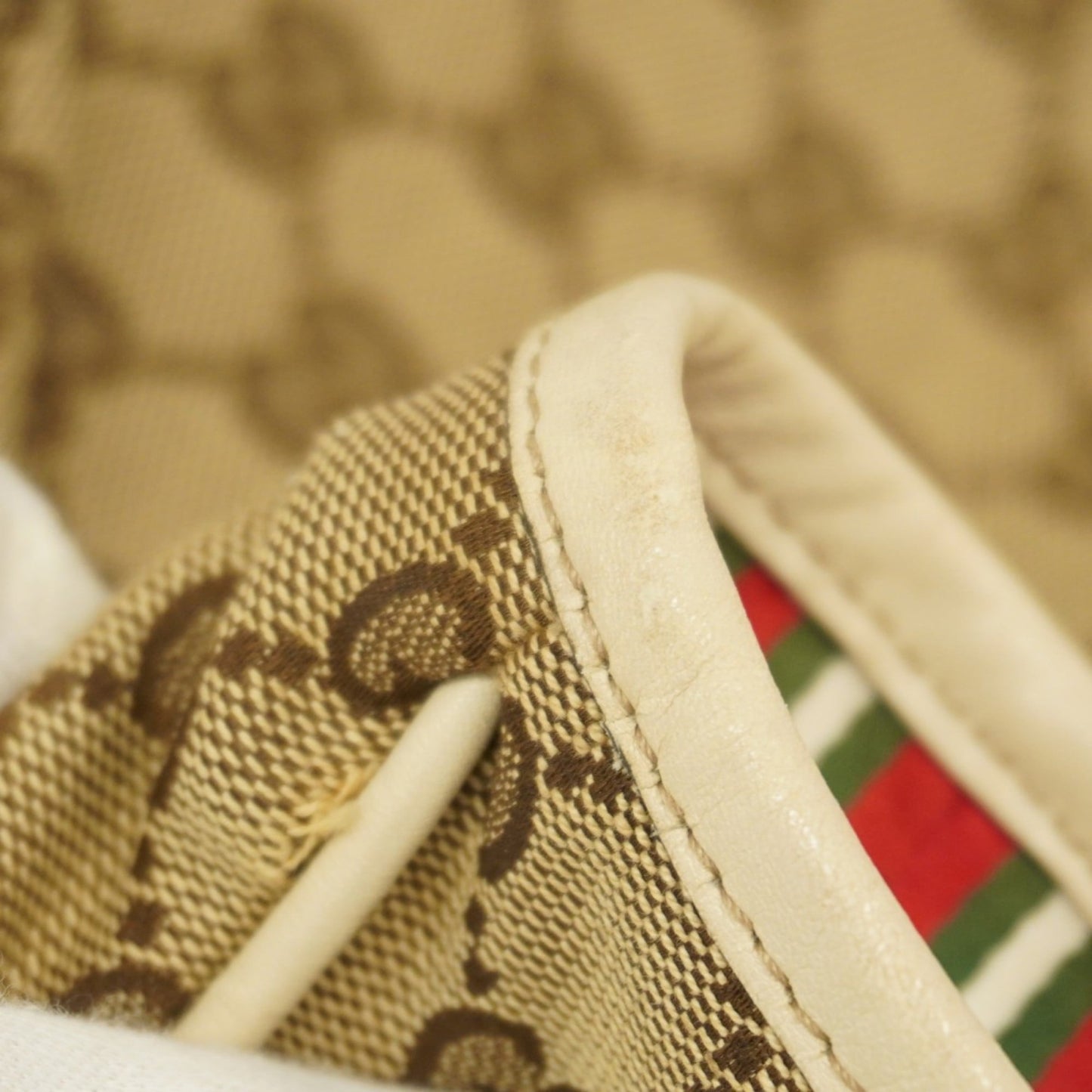 Gucci Beige Brown Canvas Tote Bag