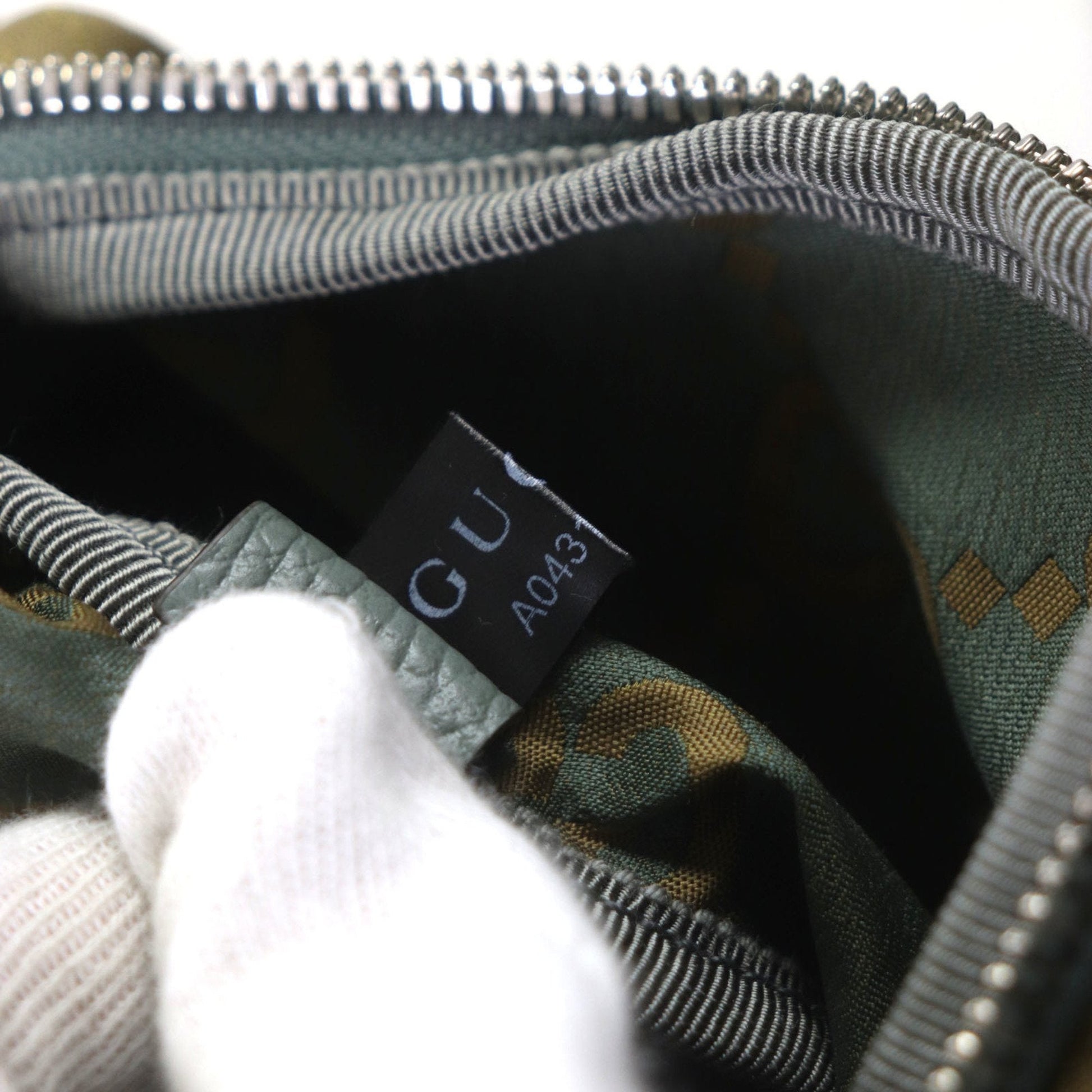 Gucci Khaki Nylon Leather Fanny Pack