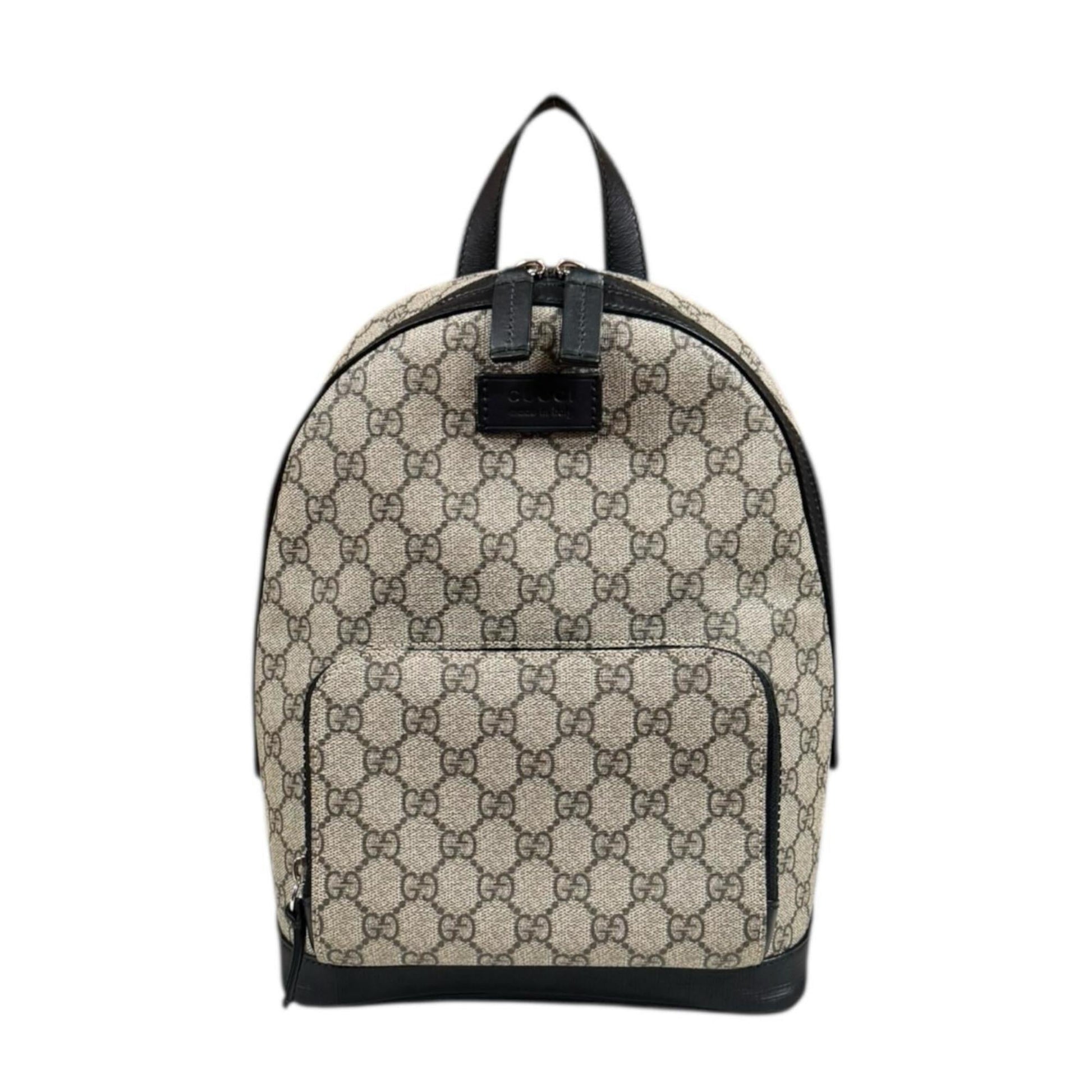 Gucci Beige Black Gg Supreme Canvas Backpack