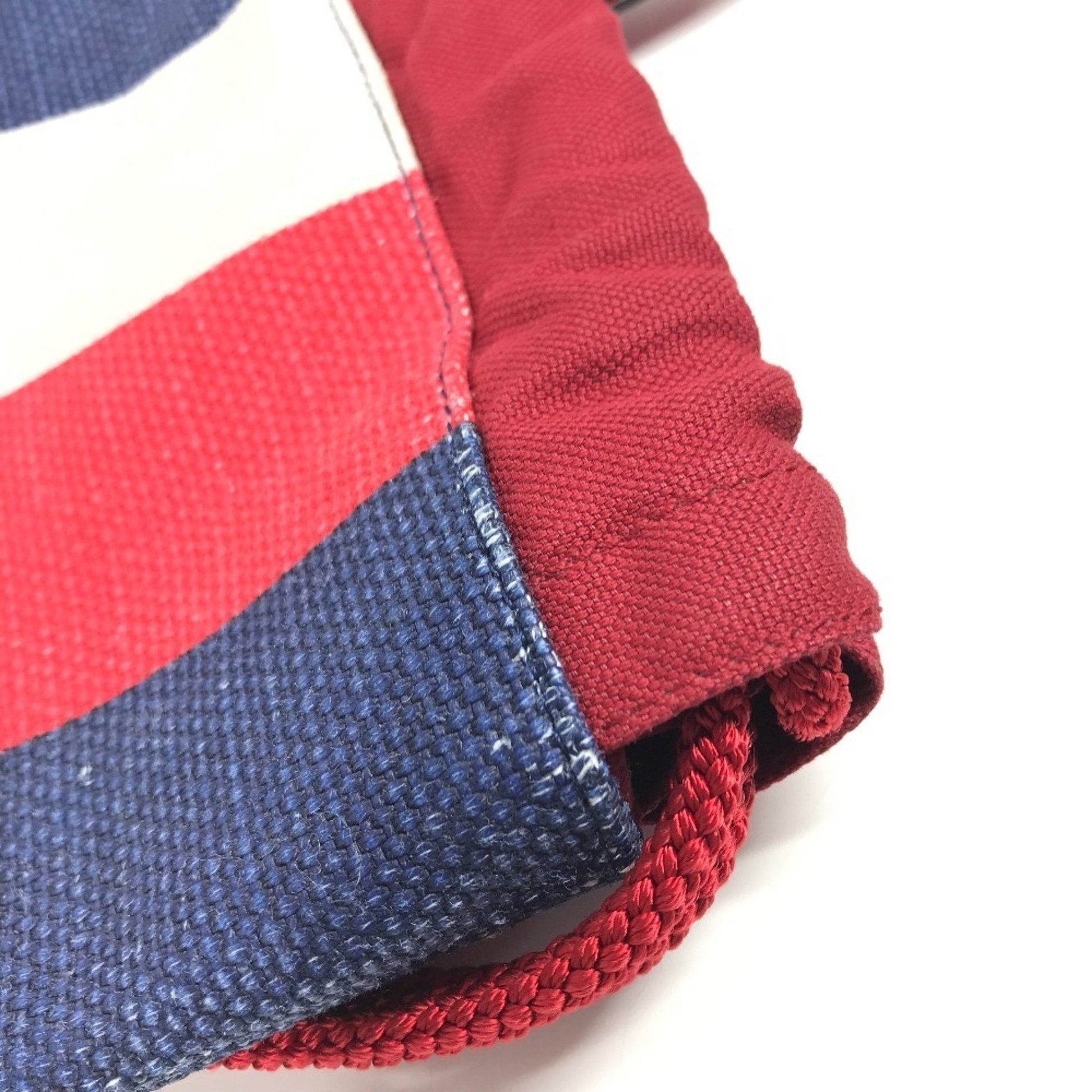 Gucci Navy Red Color White Leather Canvas Backpack Handbag Tote Bag