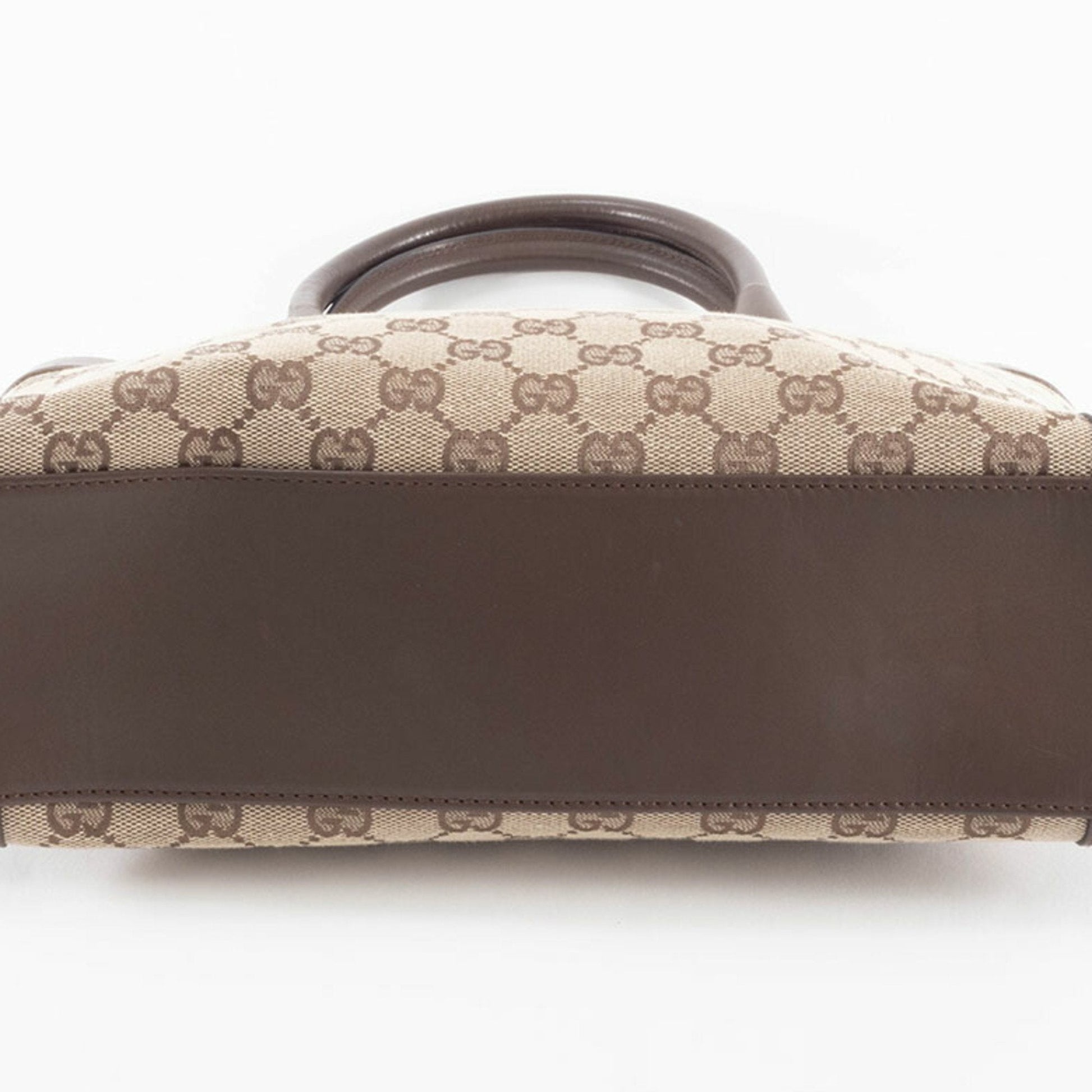 Gucci Gg Canvas Beige Brown Gg Canvas Leather Tote Bag