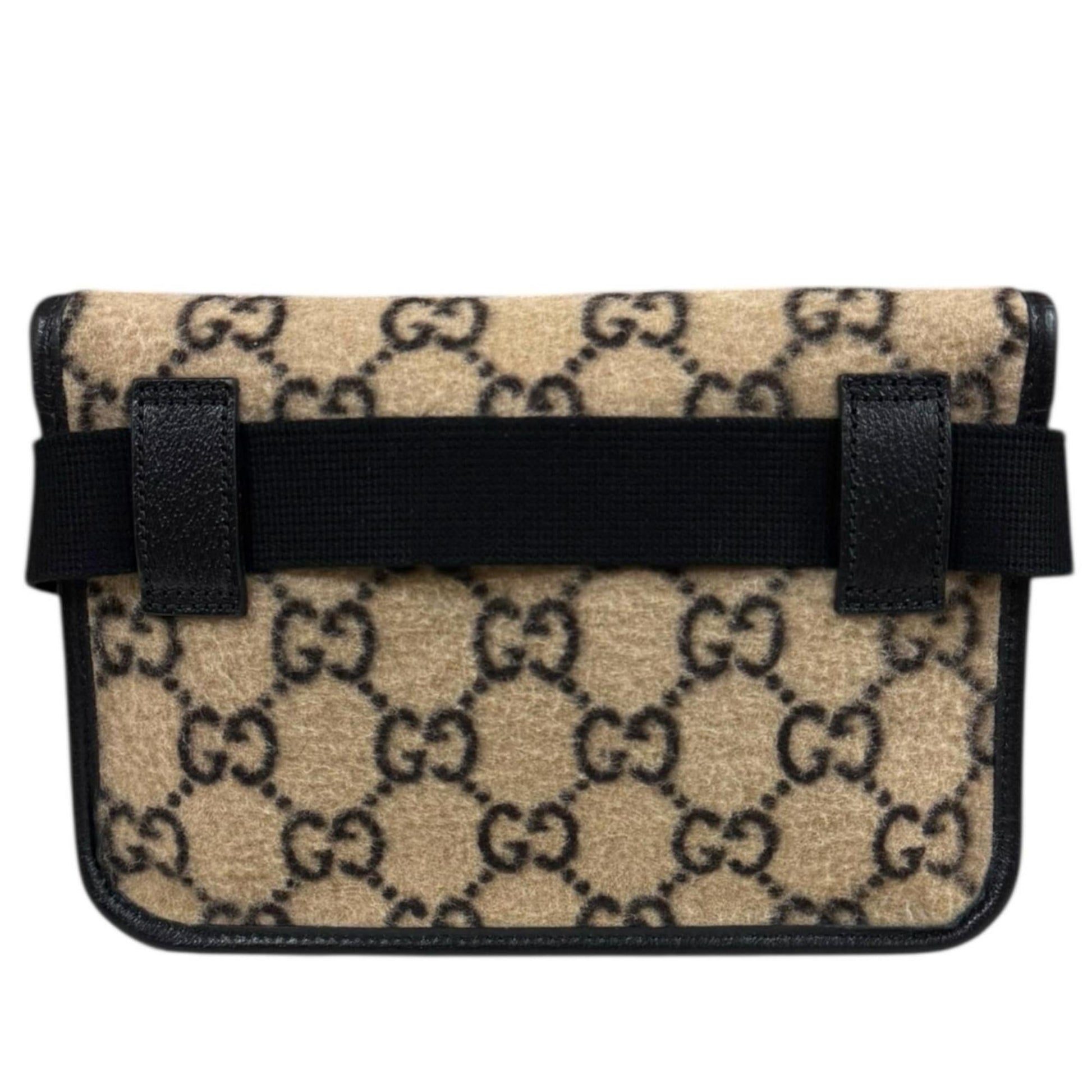 Gucci Beige Black Wool Leather Sling Bag