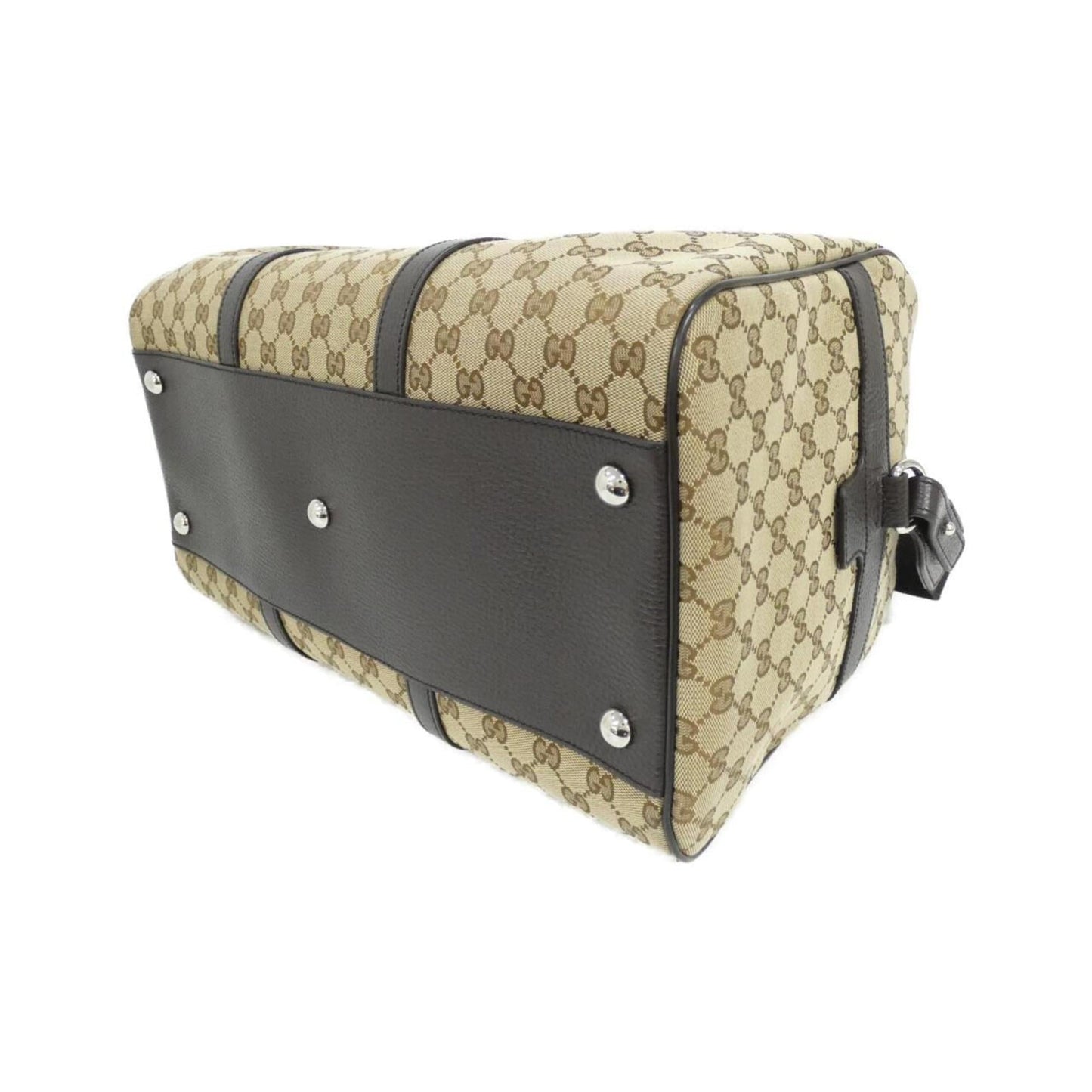 Gucci Beige Brown Gg Canvas Boston Bag