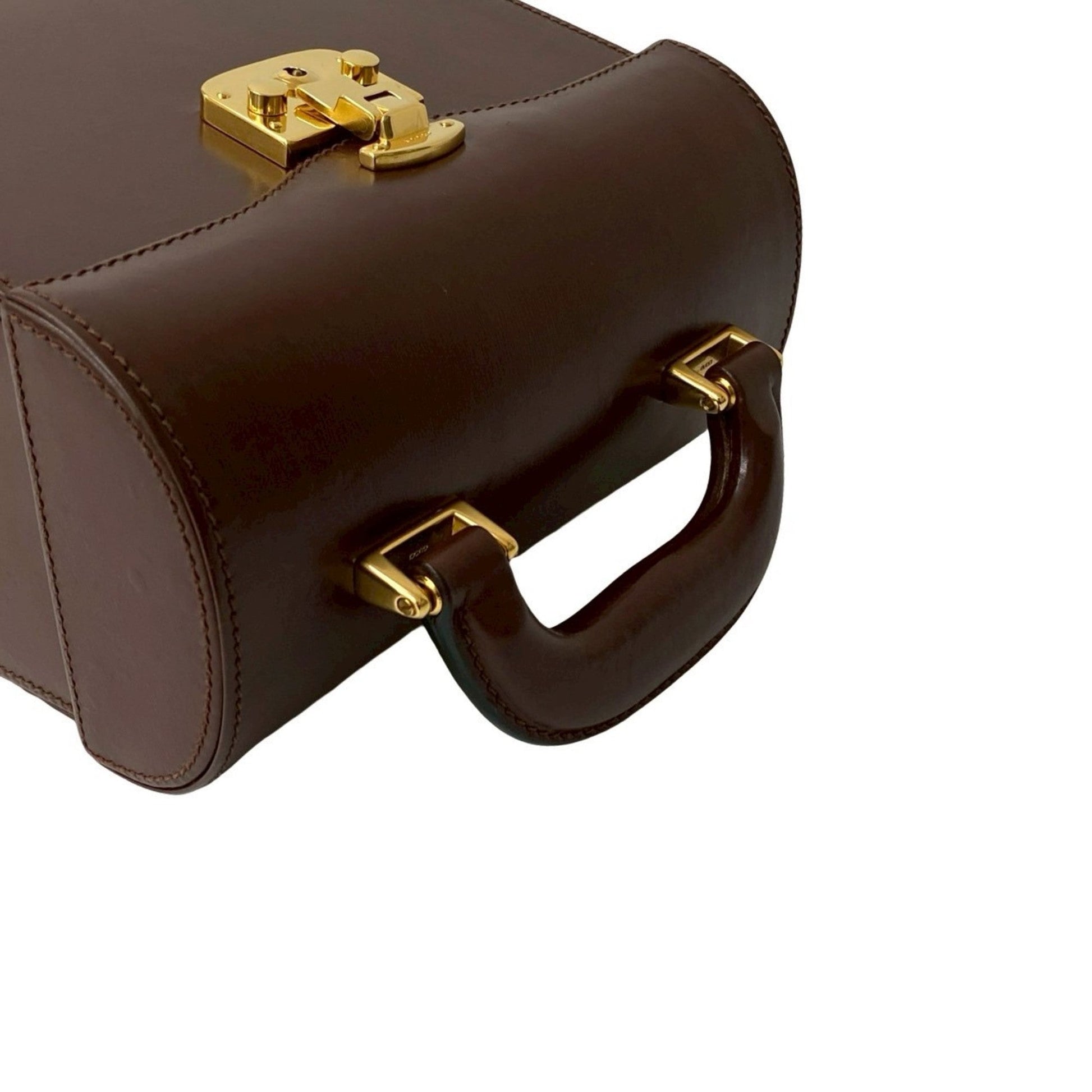 Gucci Brown Leather Handbag Vanity Bag