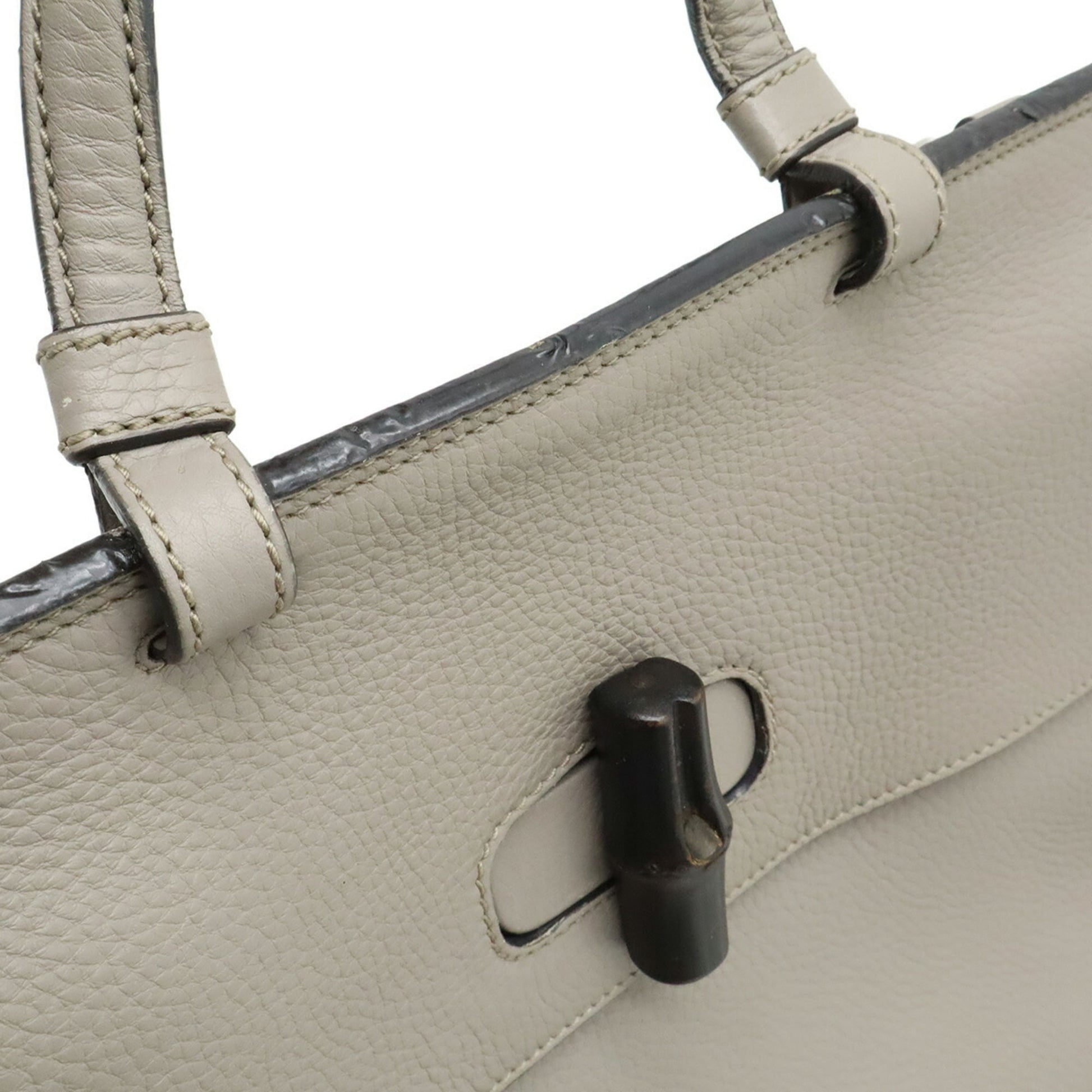 Gucci Gray Bamboo Leather Handbag Shoulder Bag