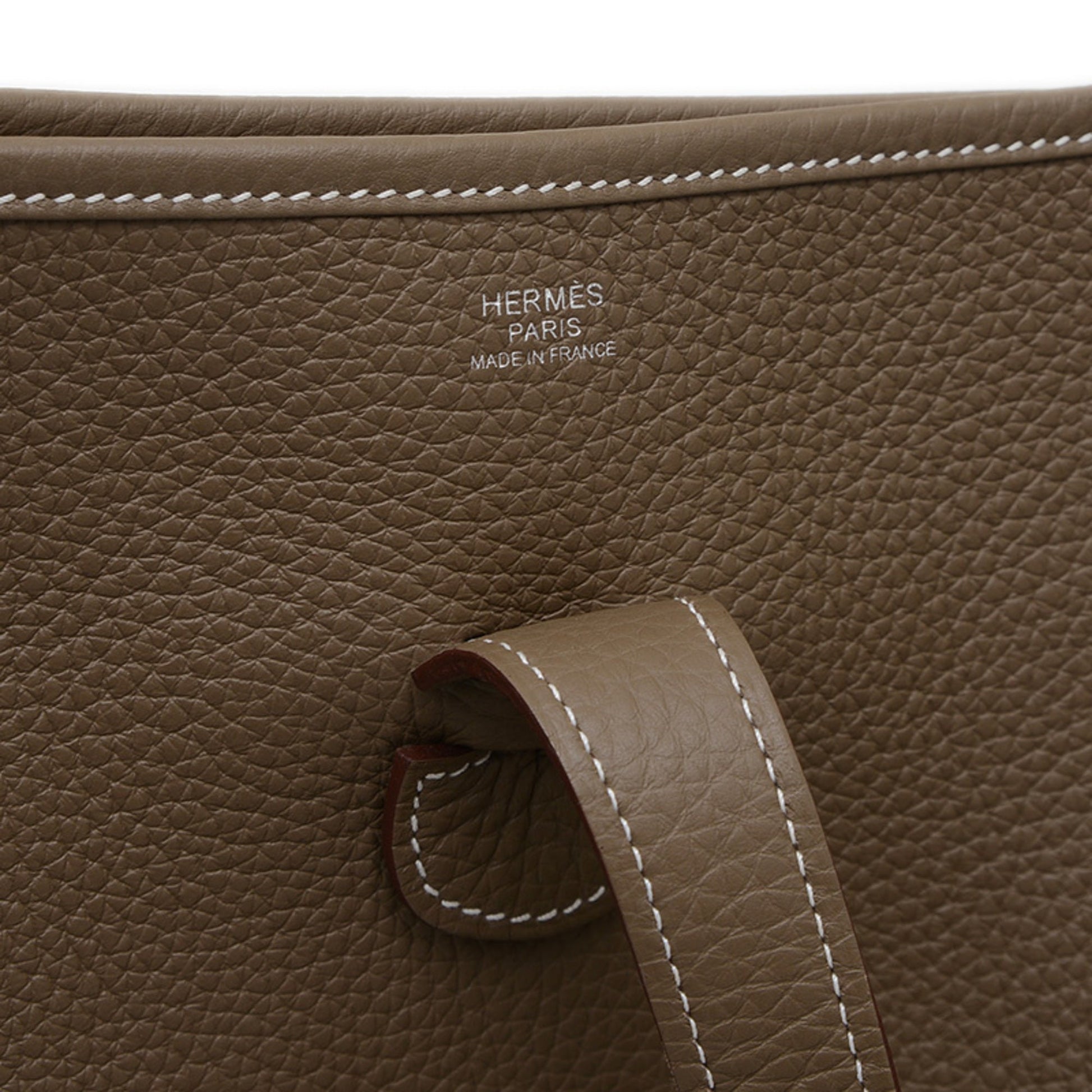 Hermes Etoupe Taurillon Clemence Shoulder Bag Leather Gray Shoulder Bag 5