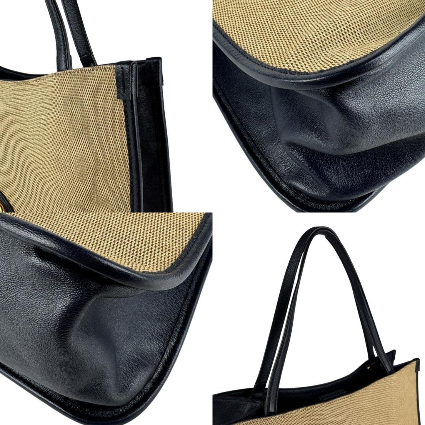Gucci Navy Canvas Leather Shoulder Bag