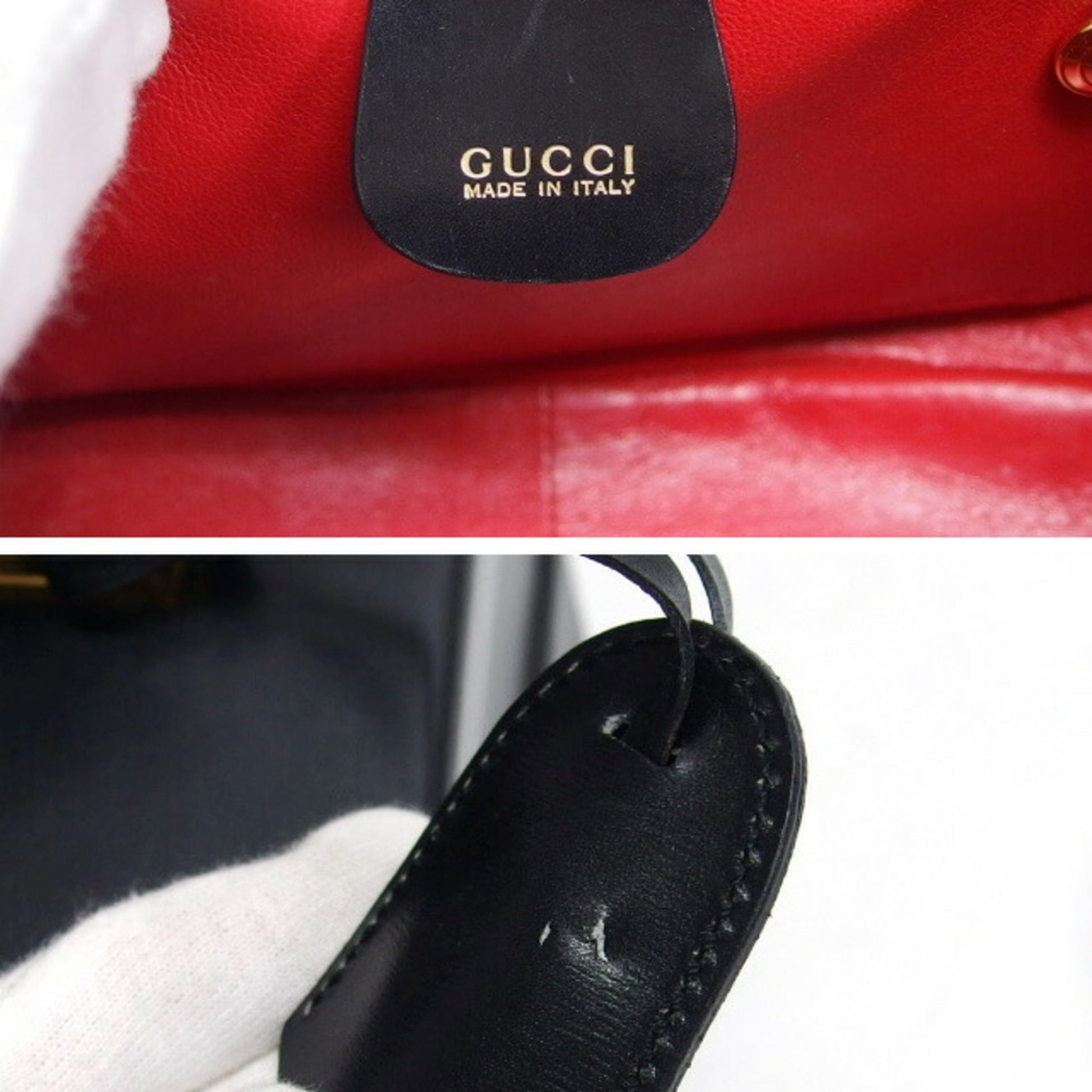 Gucci Black Leather Handbag Vanity Bag