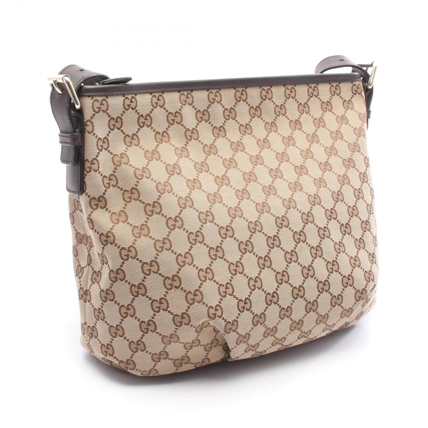 Gucci Beige Brown Gg Canvas Leather Shoulder Bag