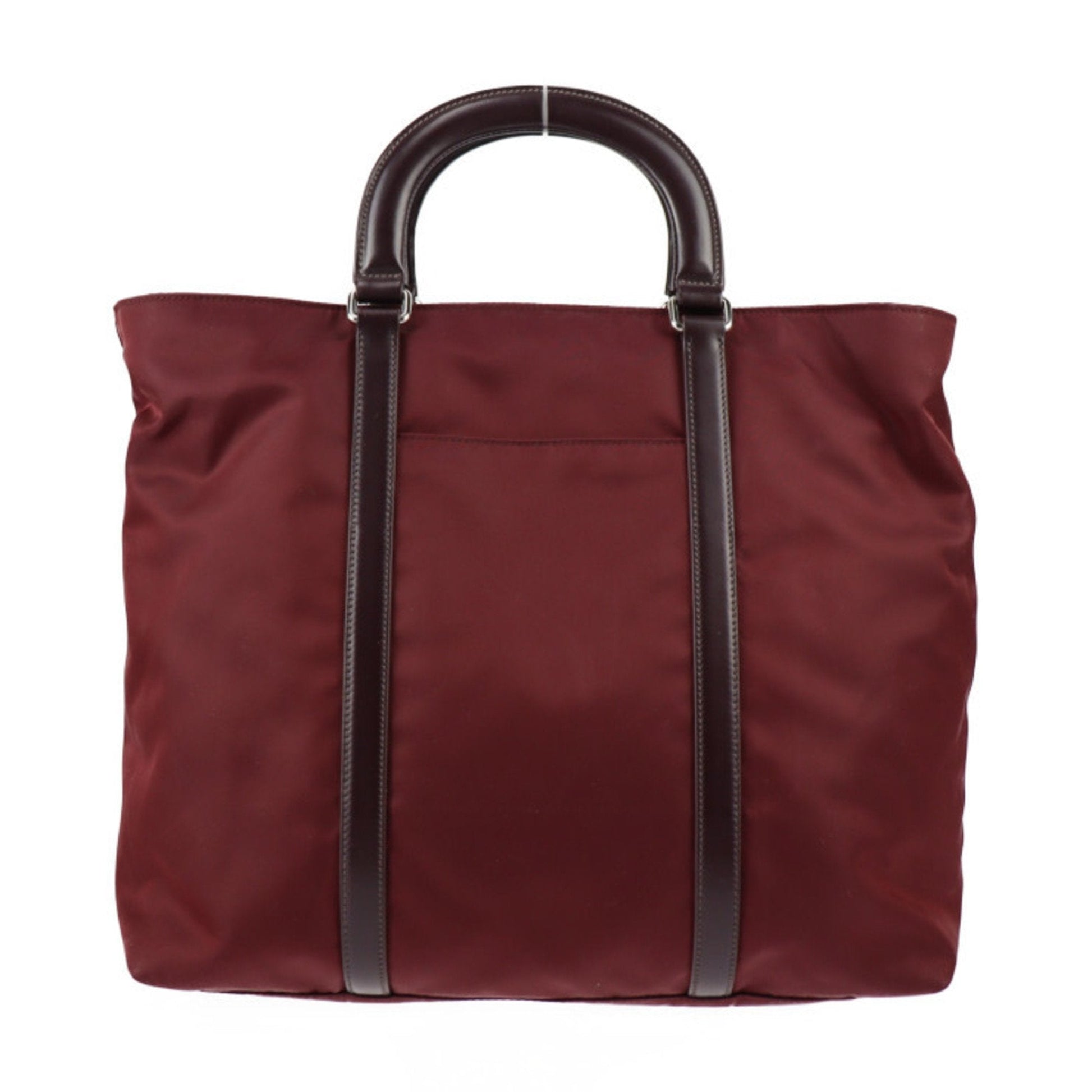 Prada Tote Bag Granato Garnet Bordeaux 2Way Shoulder Triangle Leather Nylon Logo Shoulder Bag