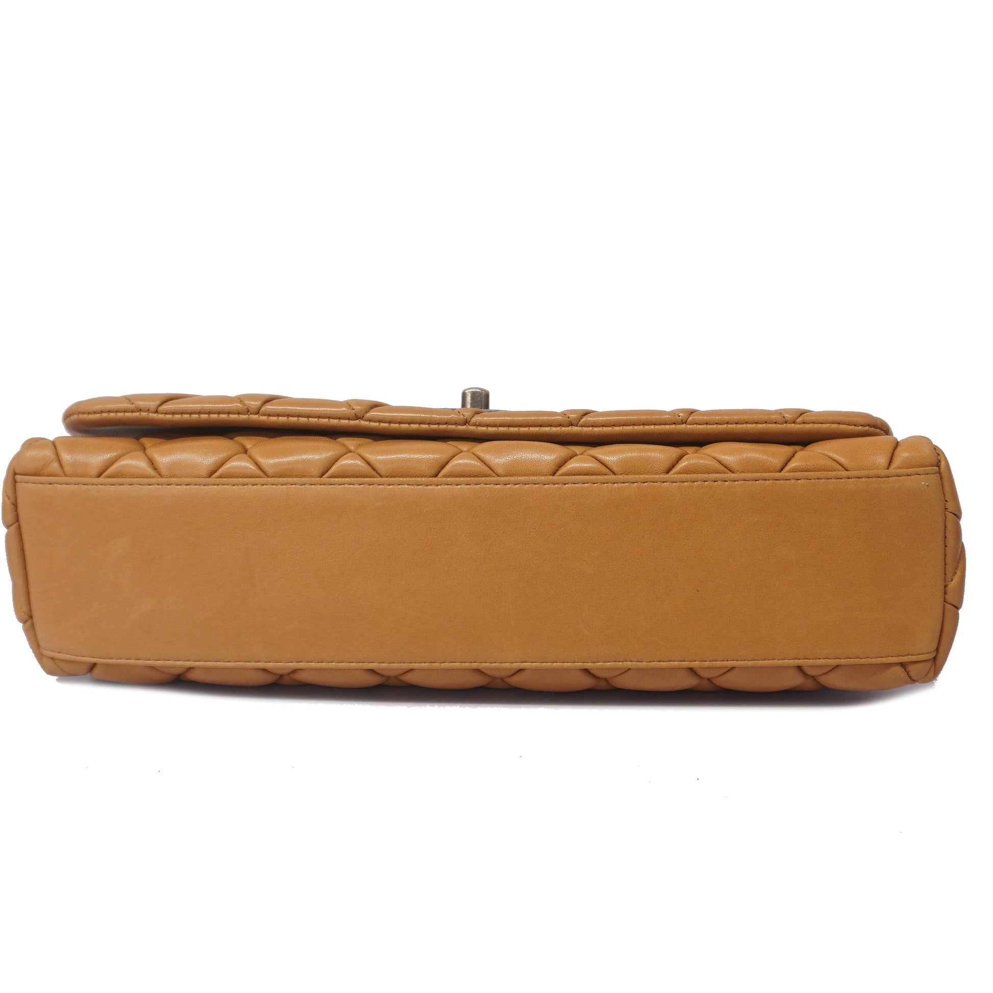 Chanel Matelasse W-chain Women's Leather Shoulder Bag Brown
