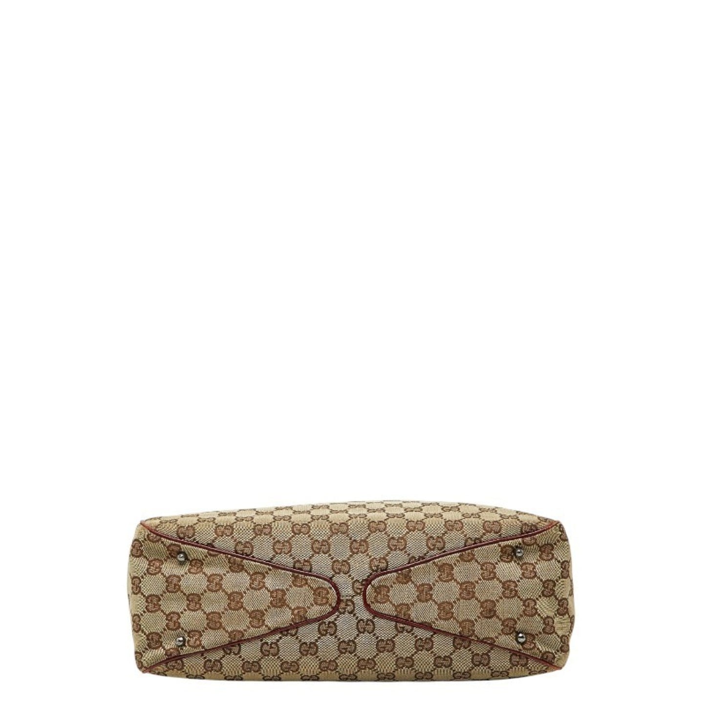 Gucci Beige Bordeaux Canvas Leather Handbag Tote Bag