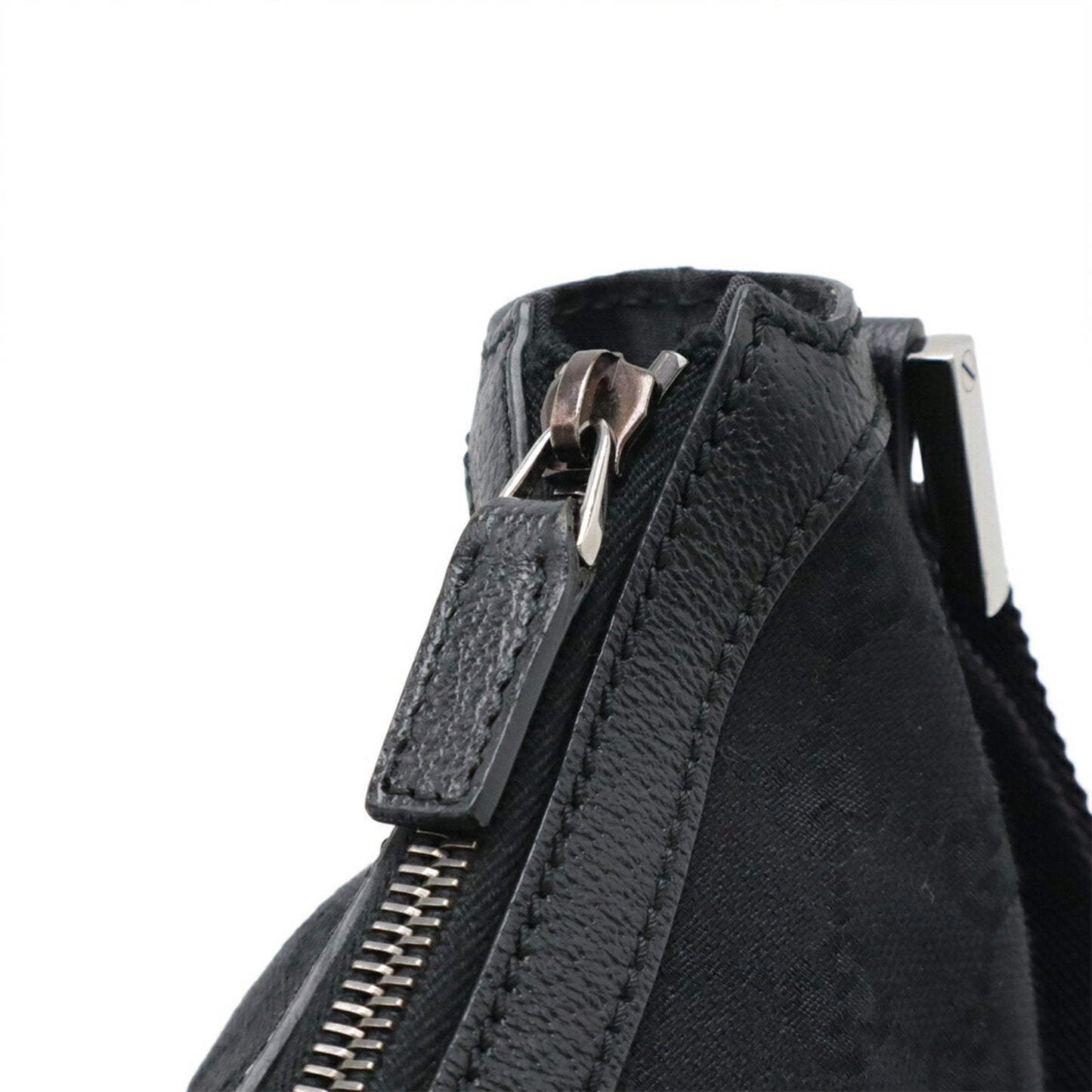 Gucci Black Gg Canvas Leather Shoulder Bag