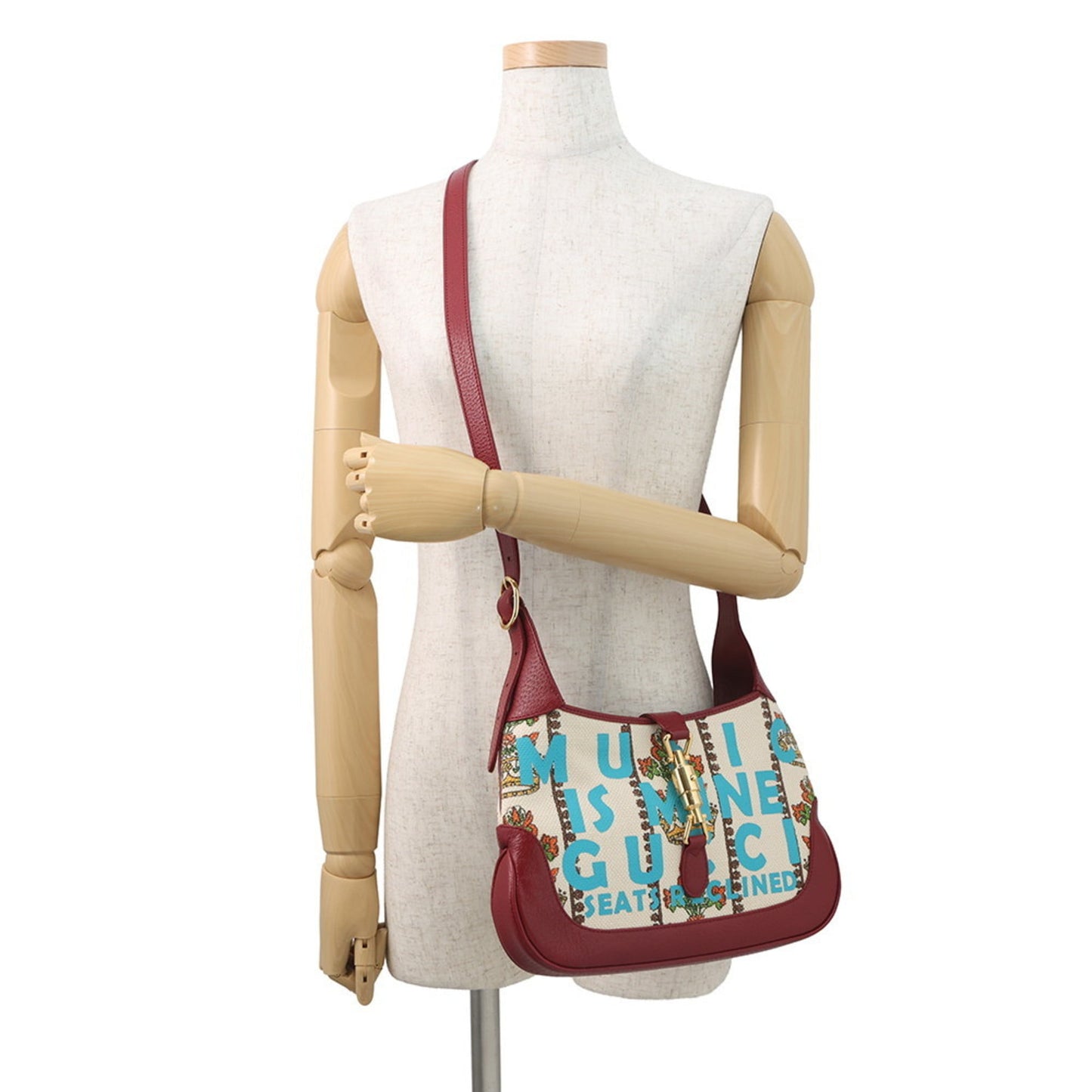 Gucci Ivory Red Color Canvas Leather Handbag Shoulder Bag