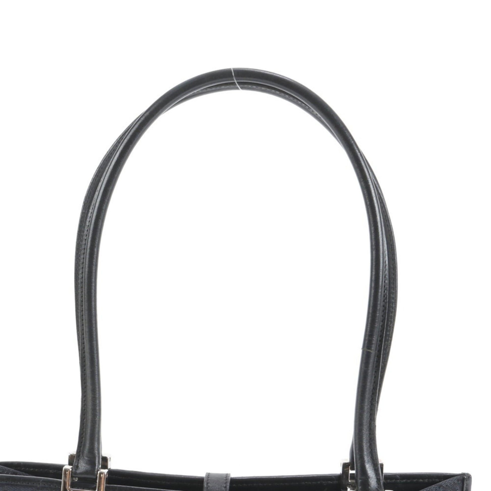 Gucci Black Leather Canvas Tote Bag