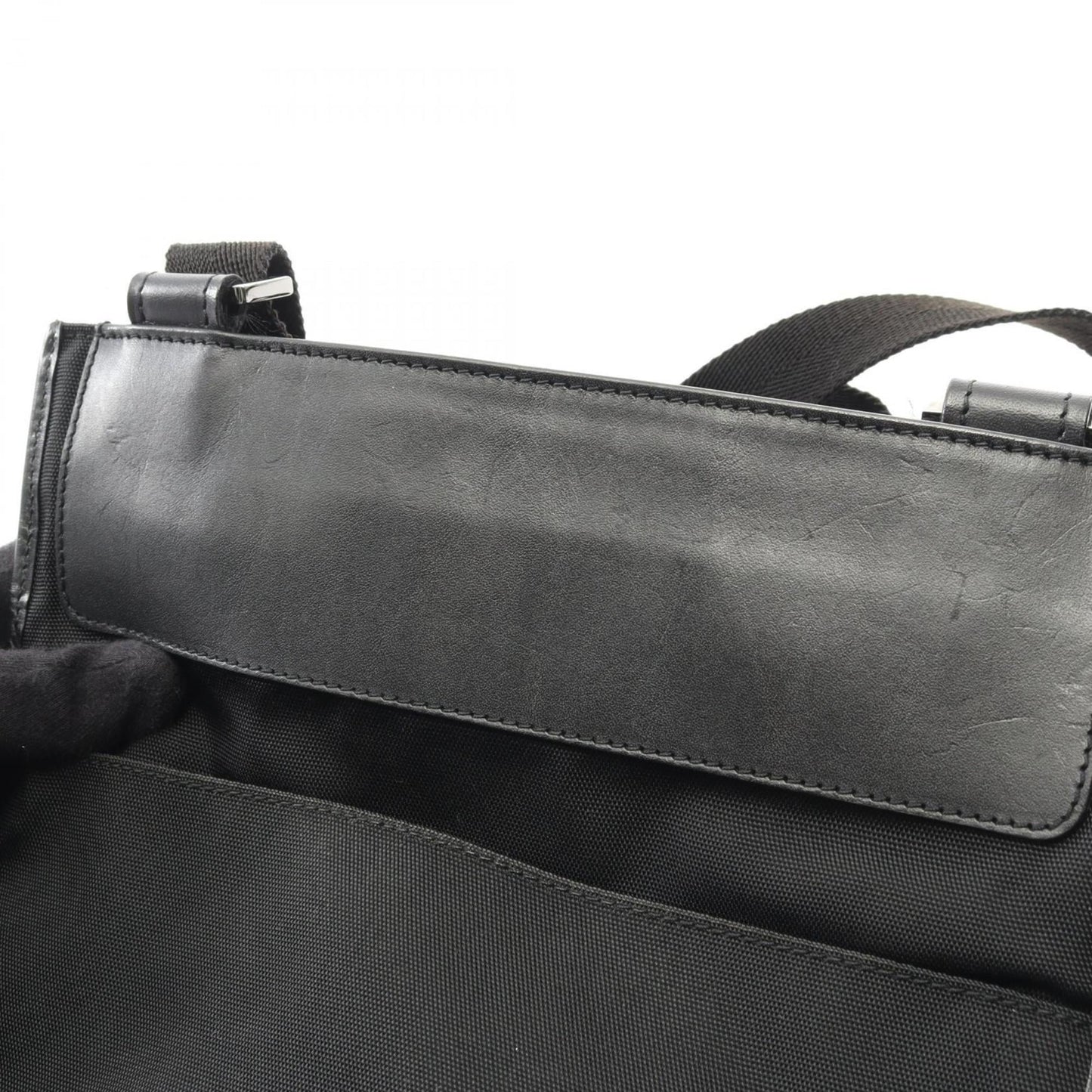 Gucci Black Canvas Leather Shoulder Bag