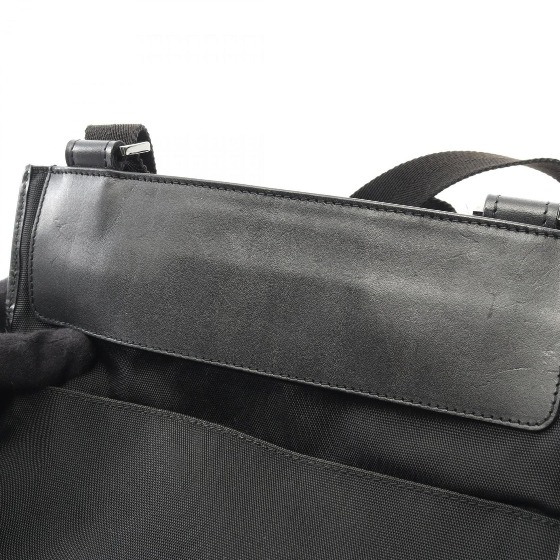 Gucci Black Canvas Leather Shoulder Bag
