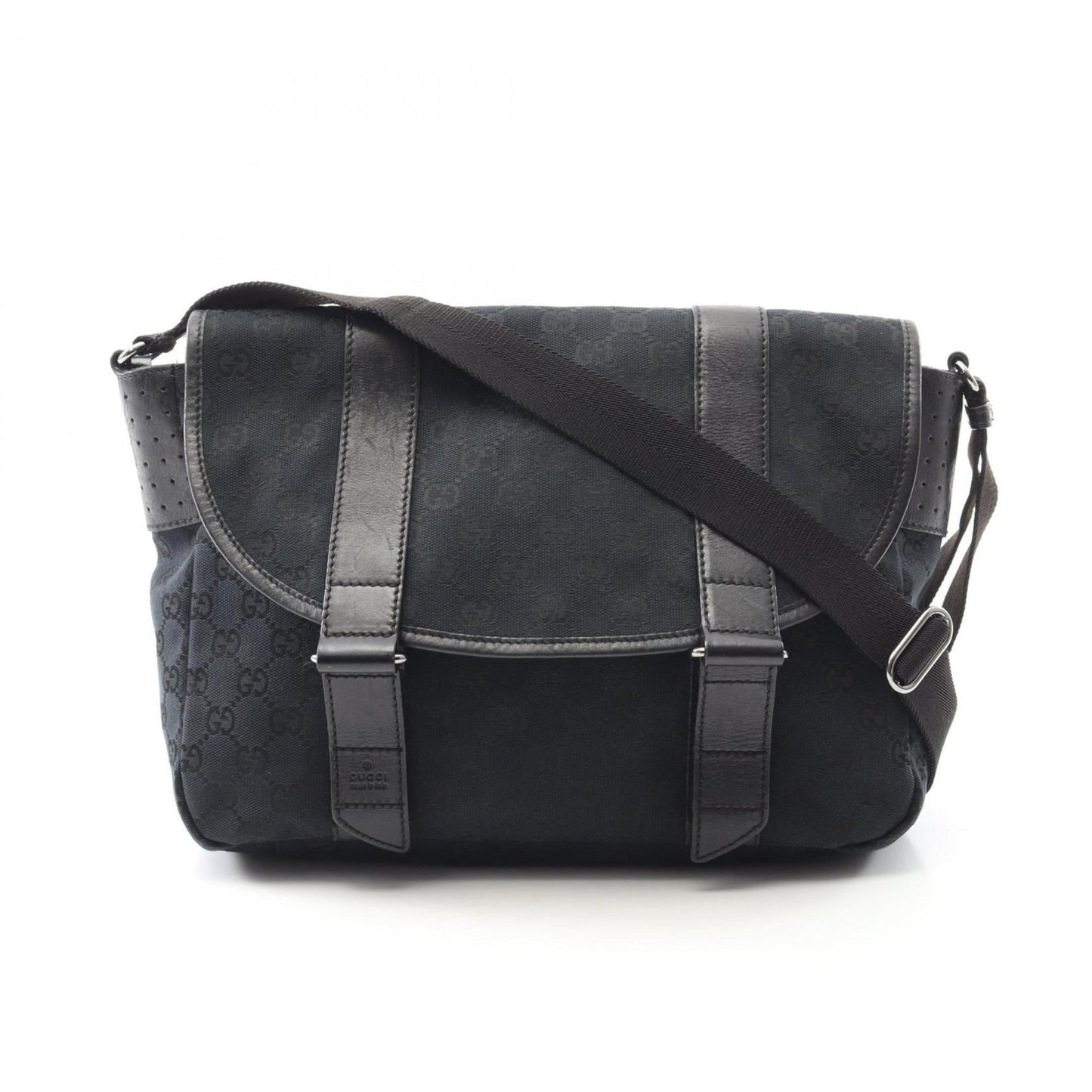 Gucci Black Navy Canvas Leather Shoulder Bag