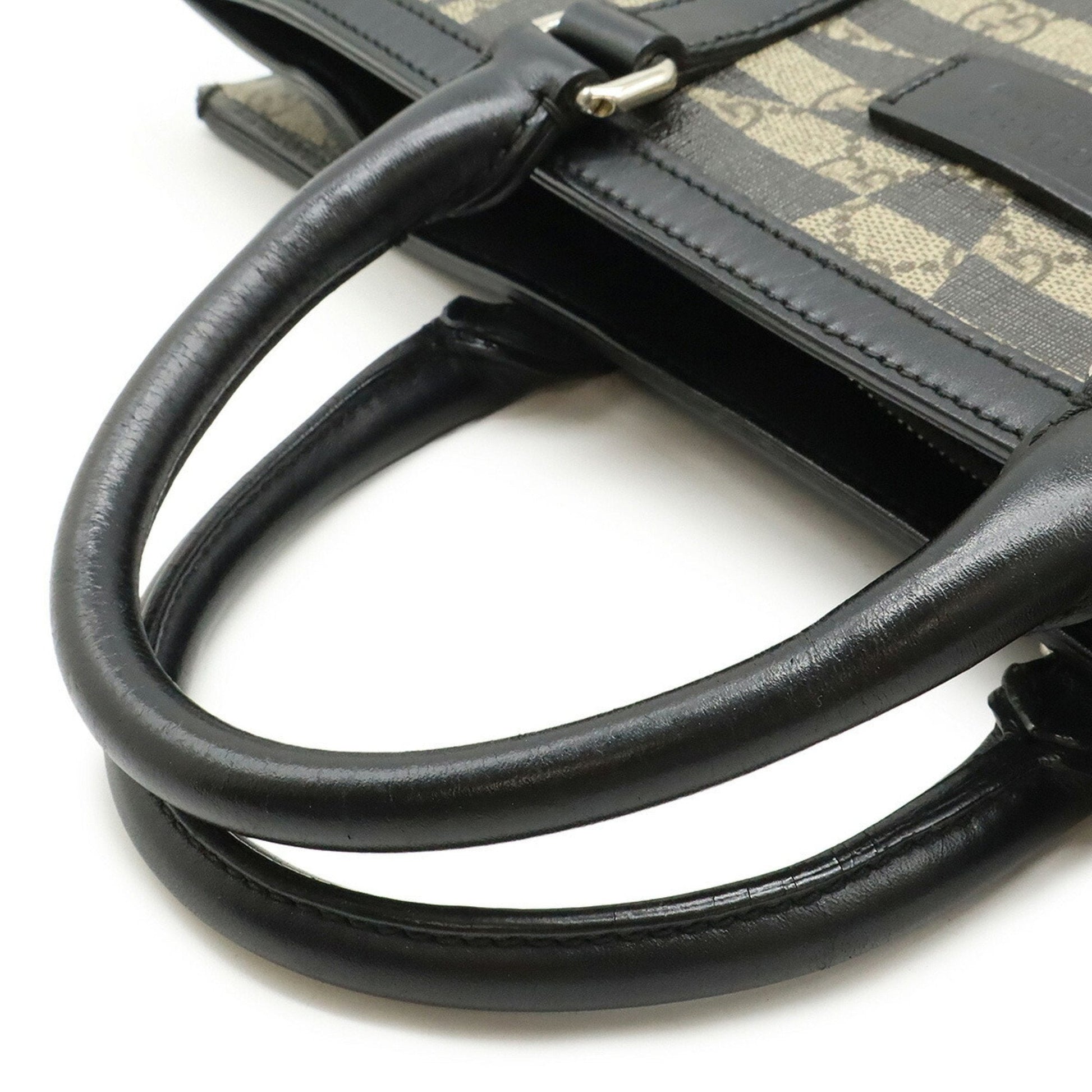 Gucci Beige Black Pvc Leather Shoulder Bag Tote Bag
