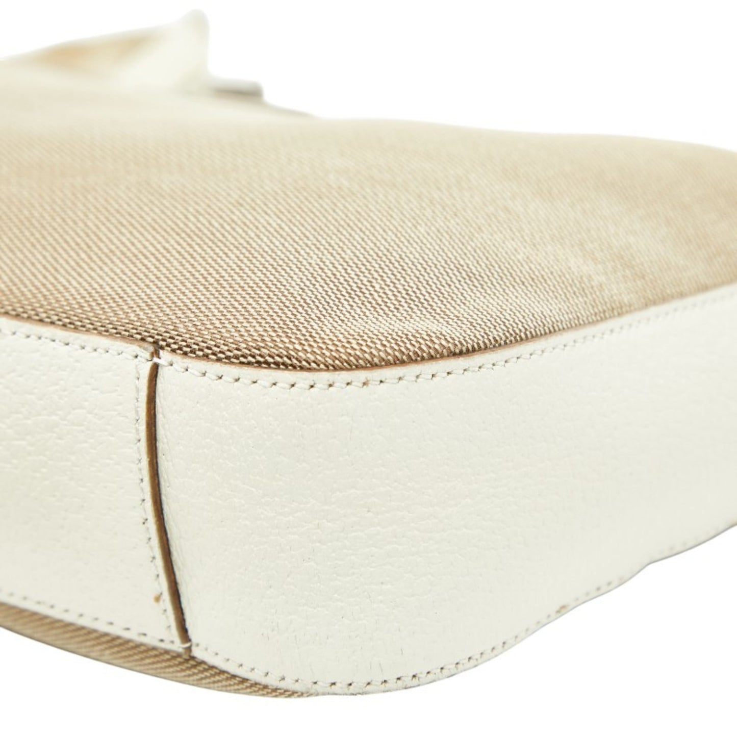 Gucci Beige White Canvas Leather Shoulder Bag
