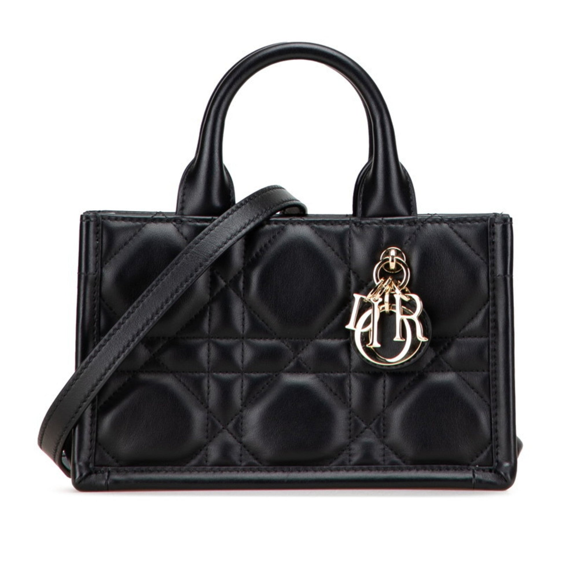 Dior Handbag Christian Shoulder Bag 56 Leather Black