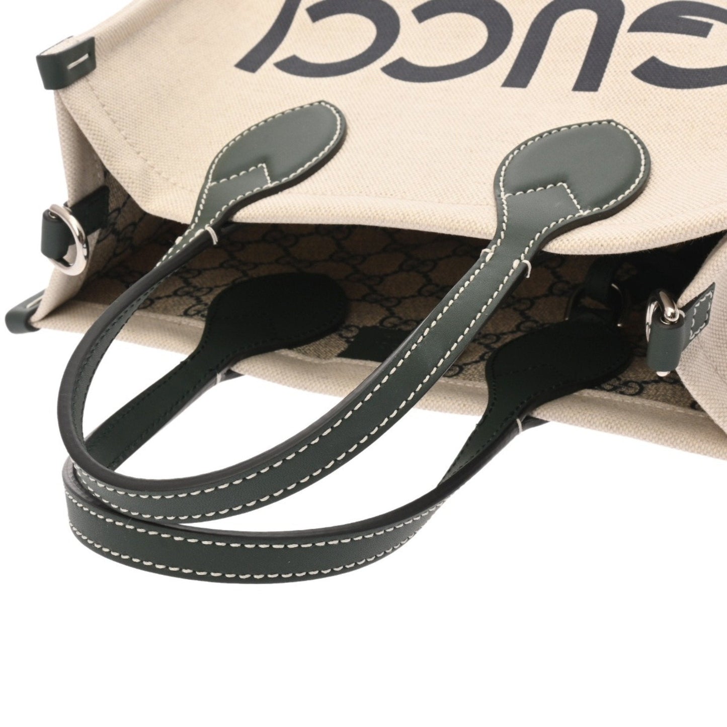 Gucci Beige Canvas Leather Handbag