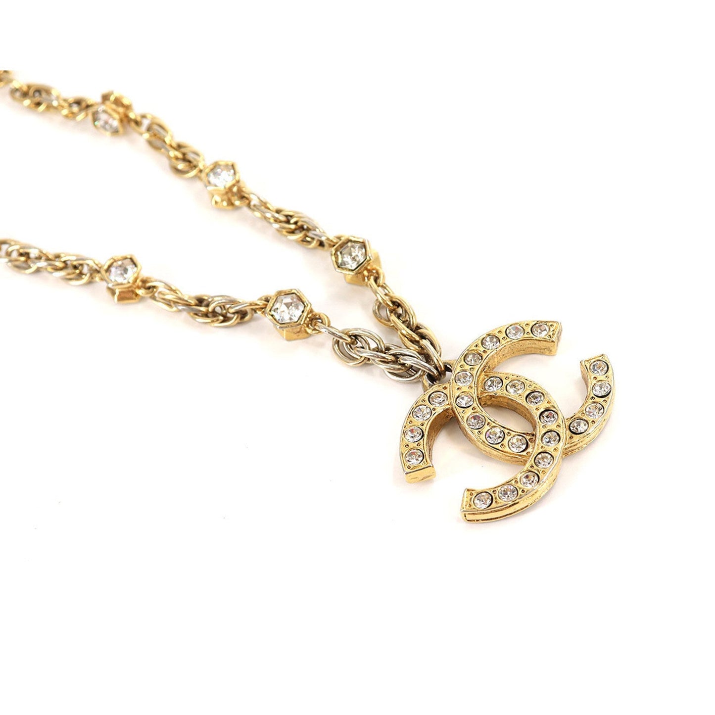 Chanel rhinestone here mark long necklace gold   accessories   Necklace
