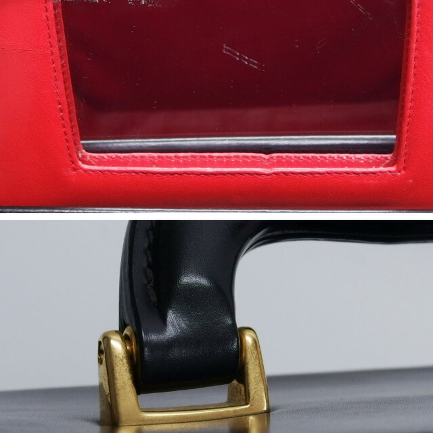 Gucci Black Leather Handbag Vanity Bag