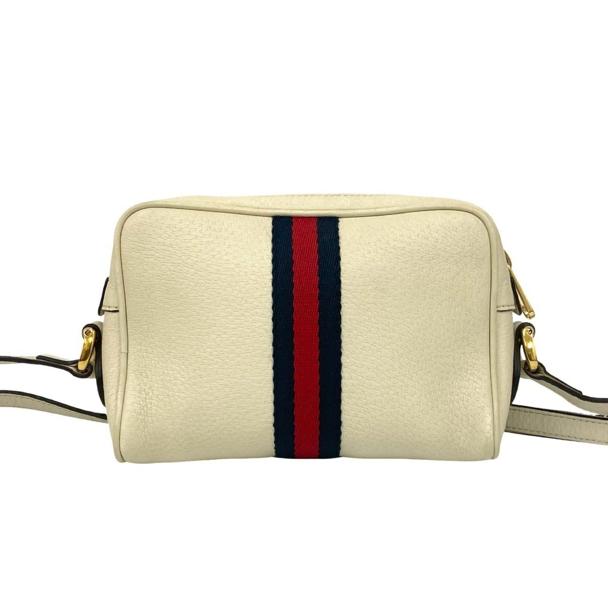 Gucci Navy Red Color White Leather Pochette Shoulder Bag